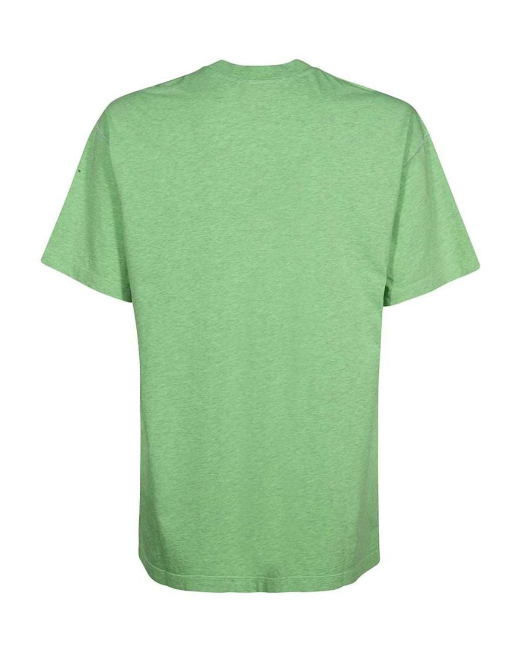 MSGM Green Logo Embroidered Crewneck T-Shirt for men