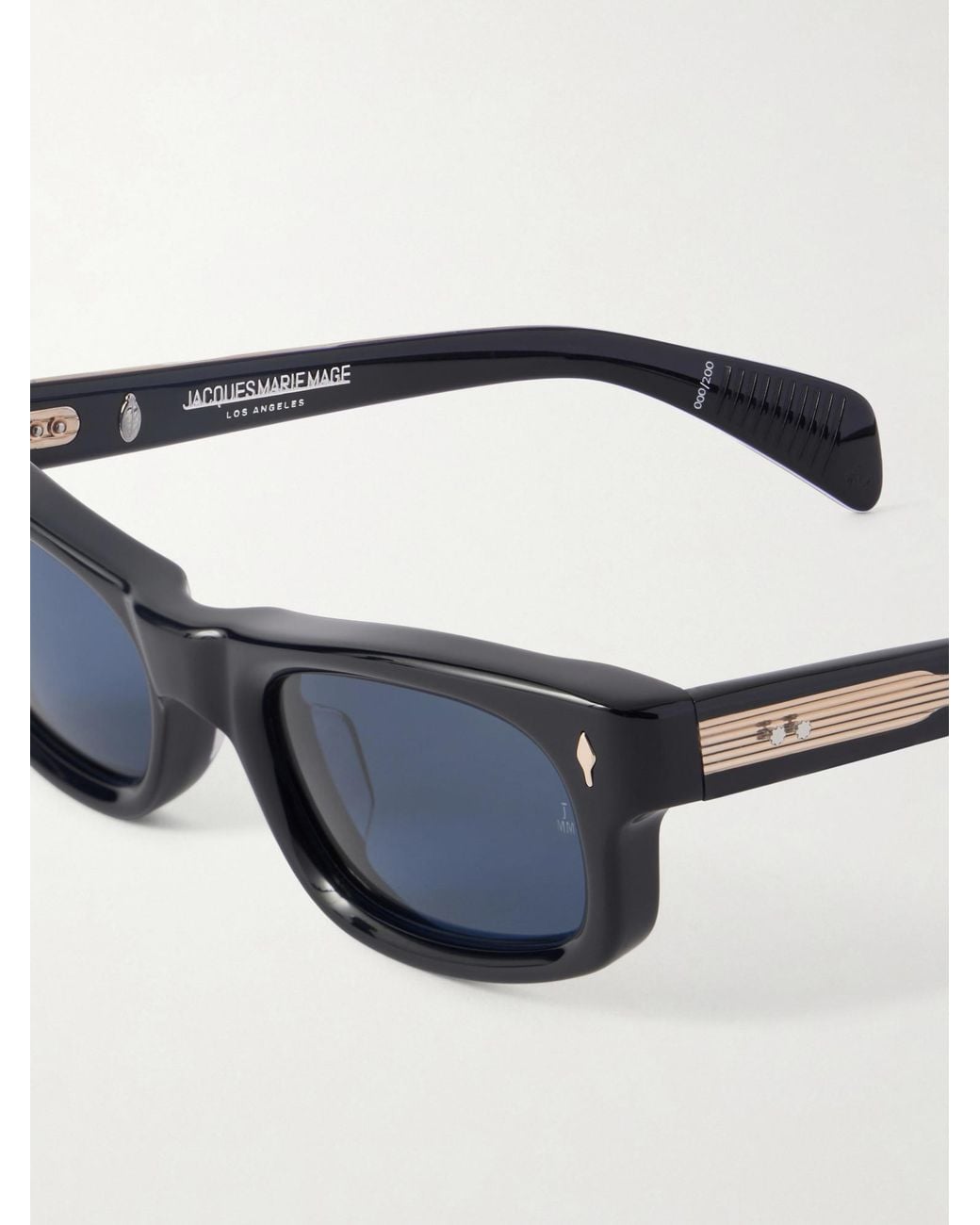 Jacques Marie Mage Blue Initials Rectangular-Frame Acetate Sunglasses