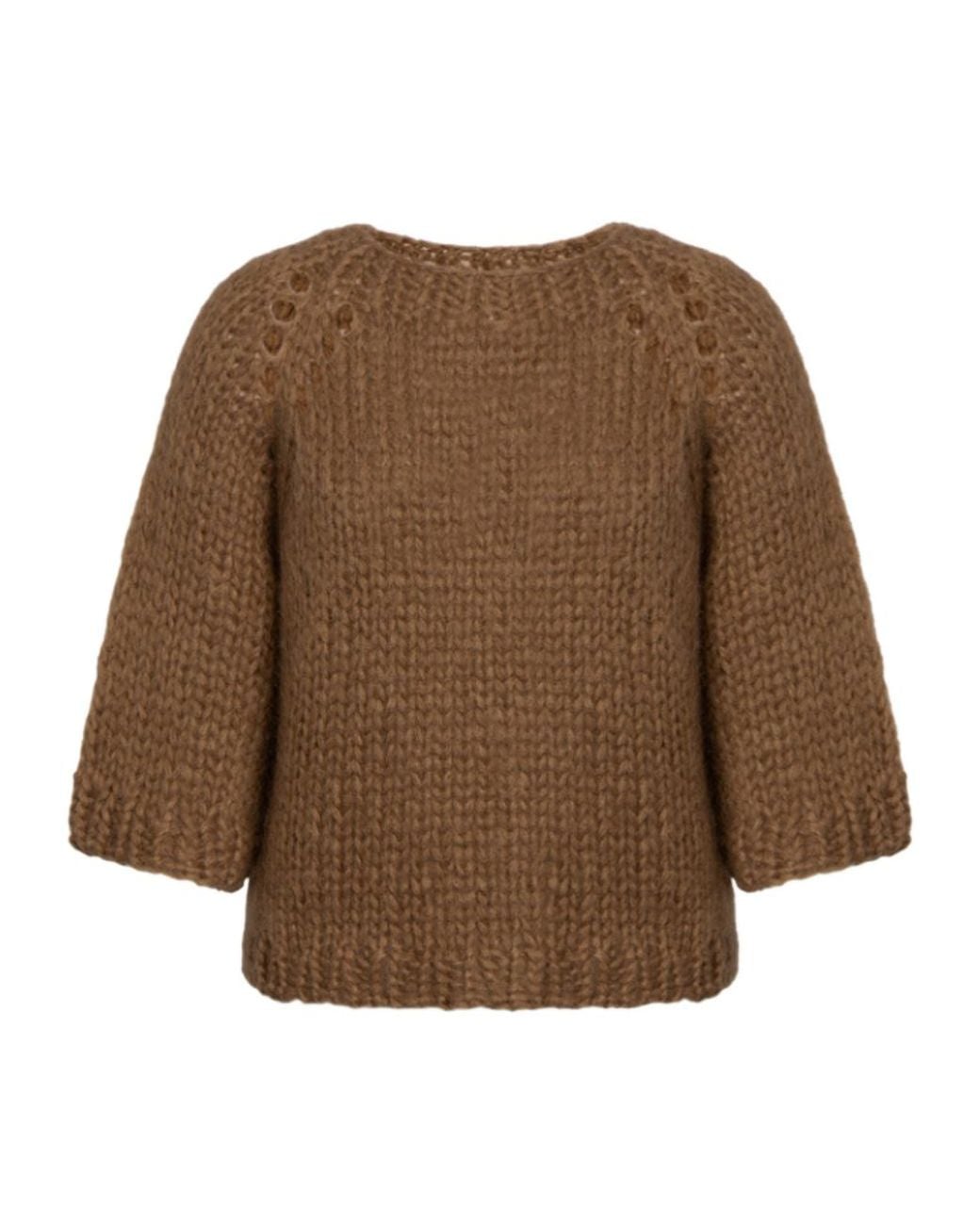 Dondup Brown Open-Knitted Crewneck Jumper