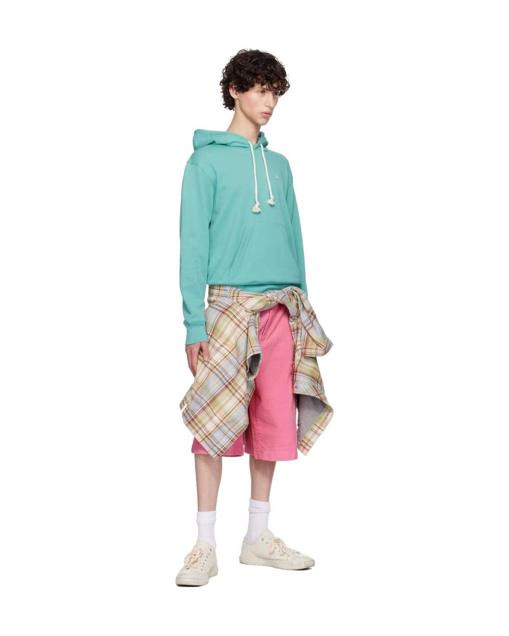 Acne Blue Logo Print Hoodie for men