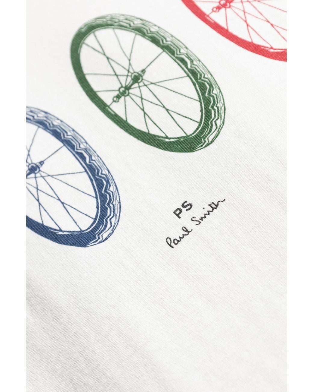Paul Smith White Ps Paul Smith Wheels Print T-Shirt for men