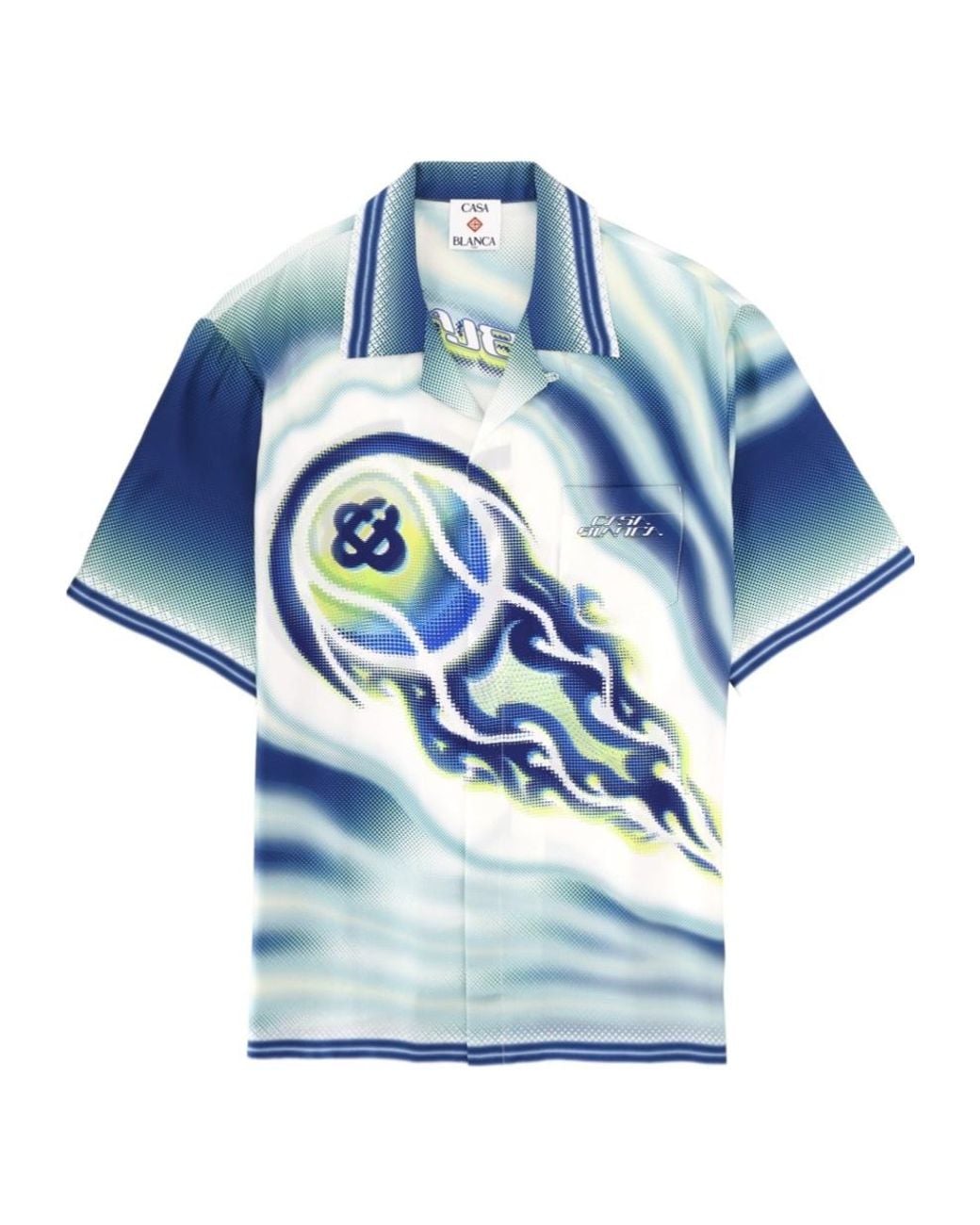Casablanca Blue Short Sleeve Camp Collar Shirt for men