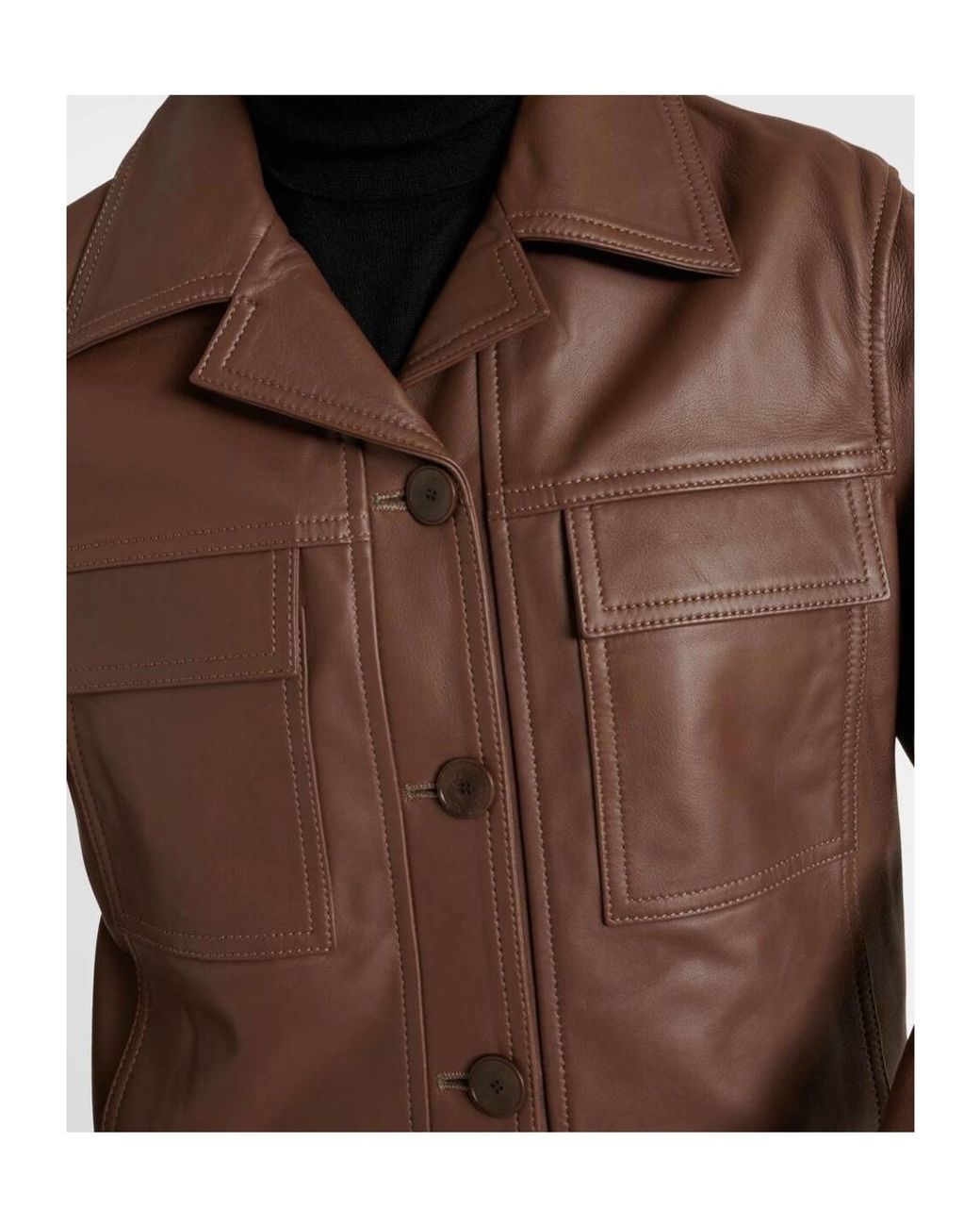 Joseph Brown Single-Breasted Leather Jacket