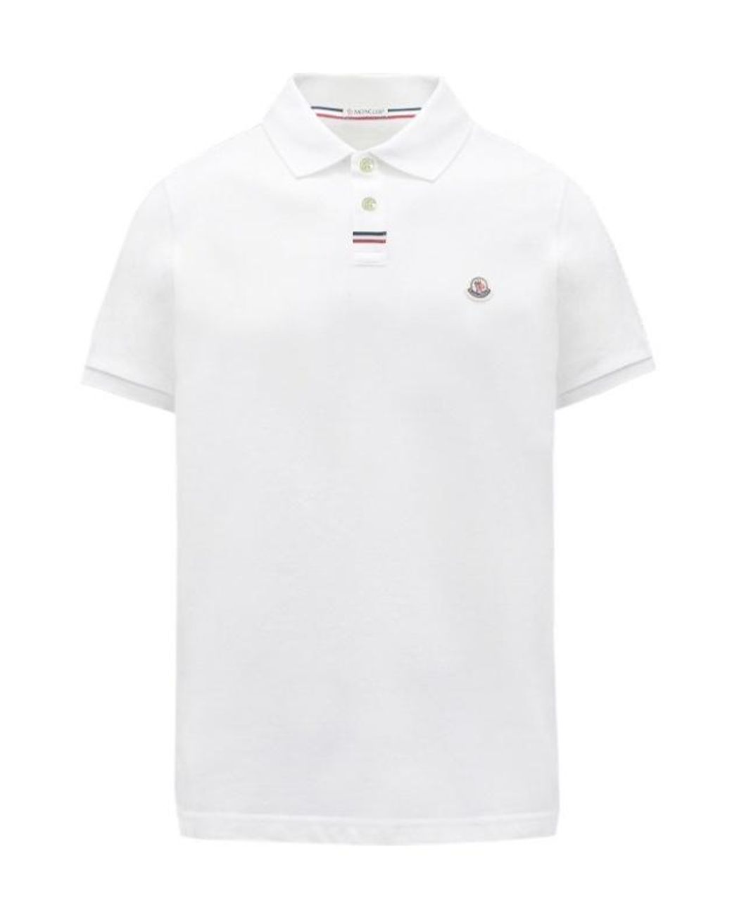 Moncler White Logo Short-Sleeved Polo Shirt for men