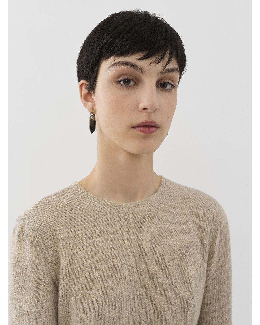 Chloé White Jemma Tiger-Eye Drop Earrings