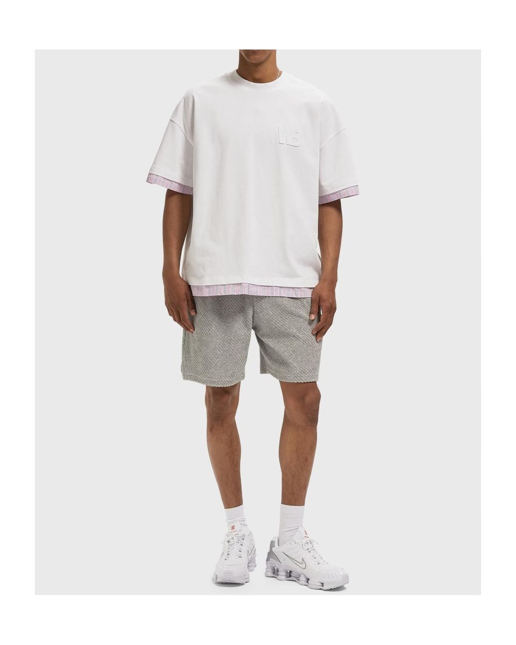 WRSTBHVR Gray Fred V2 Geometric-Patterned Terry-Cloth Shorts for men