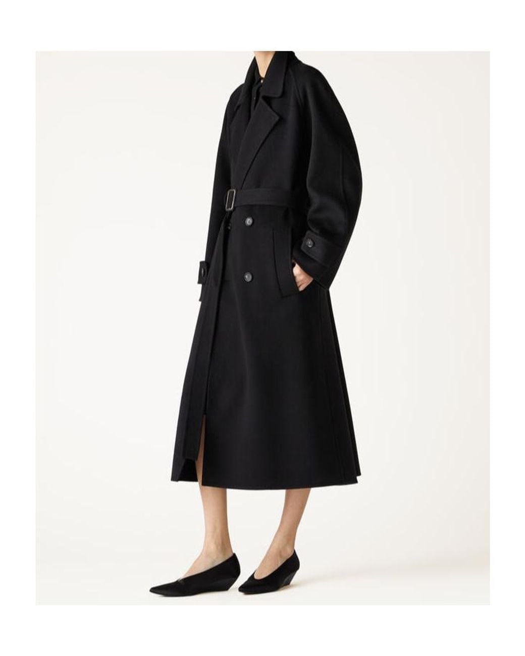 Loro Piana Black Double-Breasted Coat