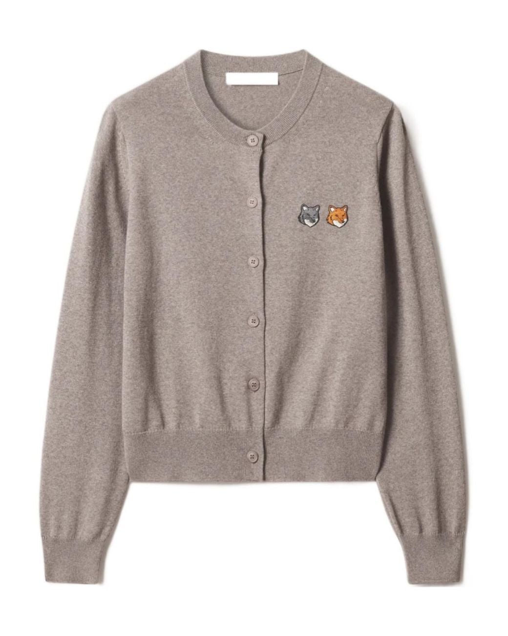 Maison Kitsuné Brown Double Fox Head Regular Cardigan