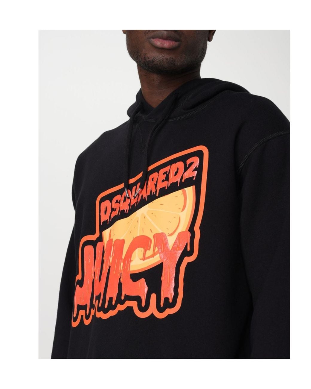 DSquared² Black Juicy Logo-Print Cotton Hoodie for men