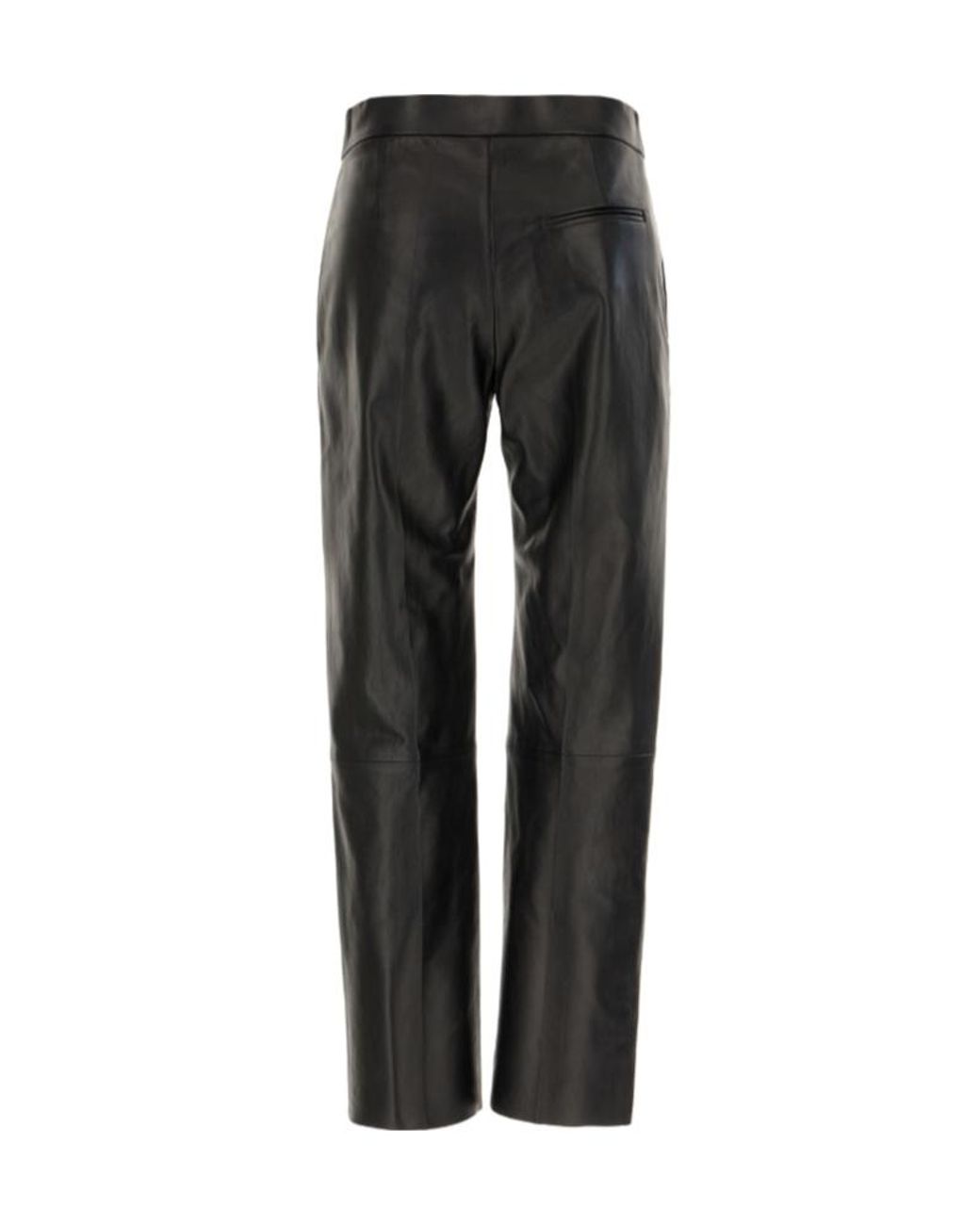 Alberta Ferretti Black Straight-Leg Leather Pants