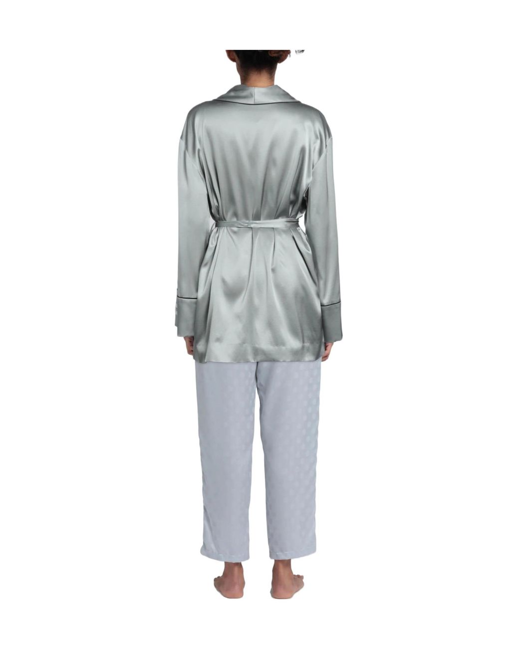 Dolce & Gabbana Gray Color-Blocked Satin Home Top