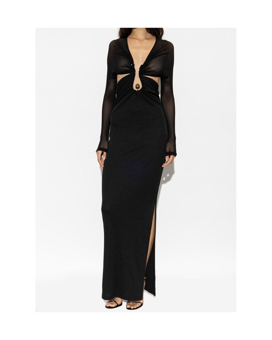 Christopher Esber Black Cut-Out Long-Sleeve Dress
