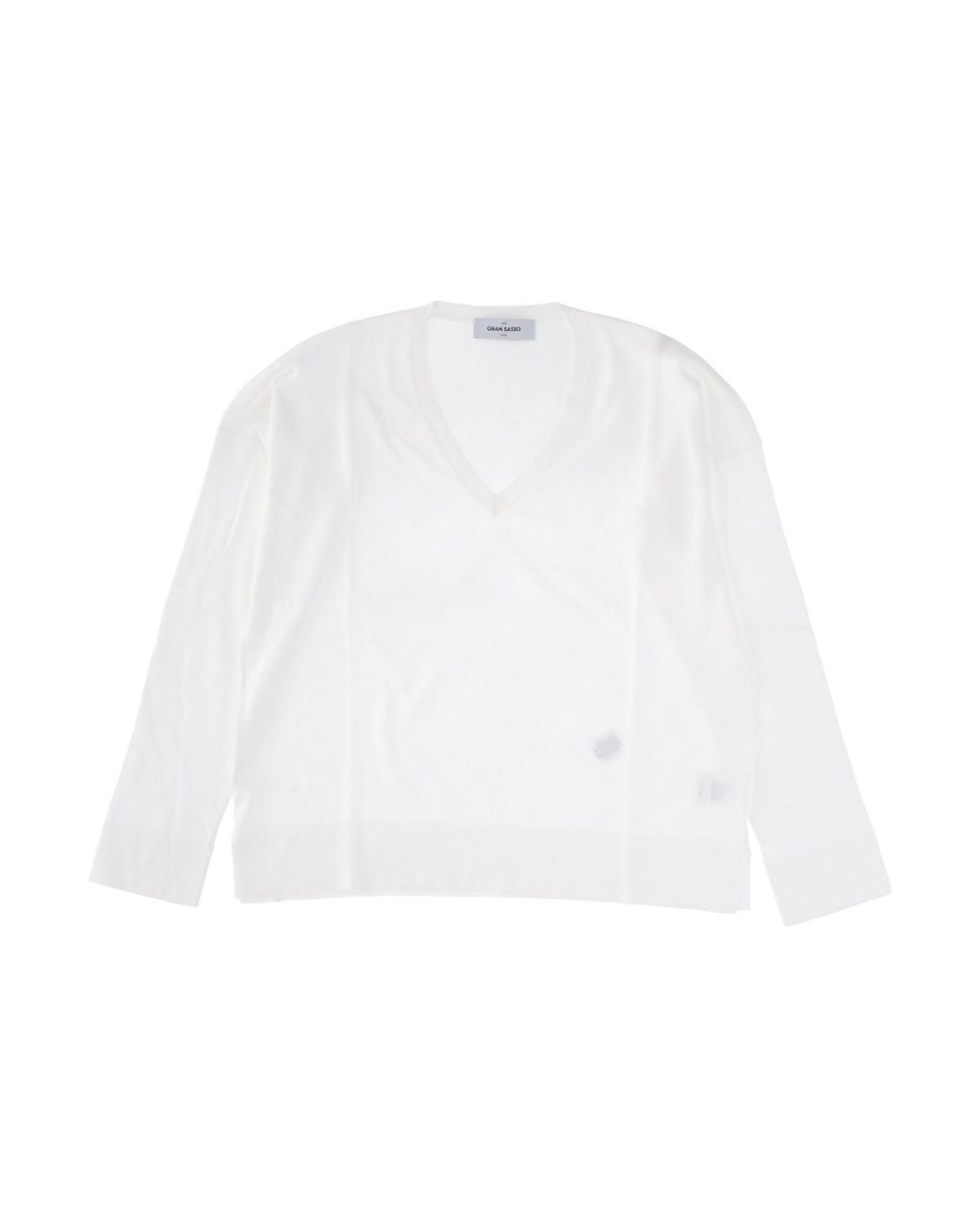 Gran Sasso White V-Neck Sweater