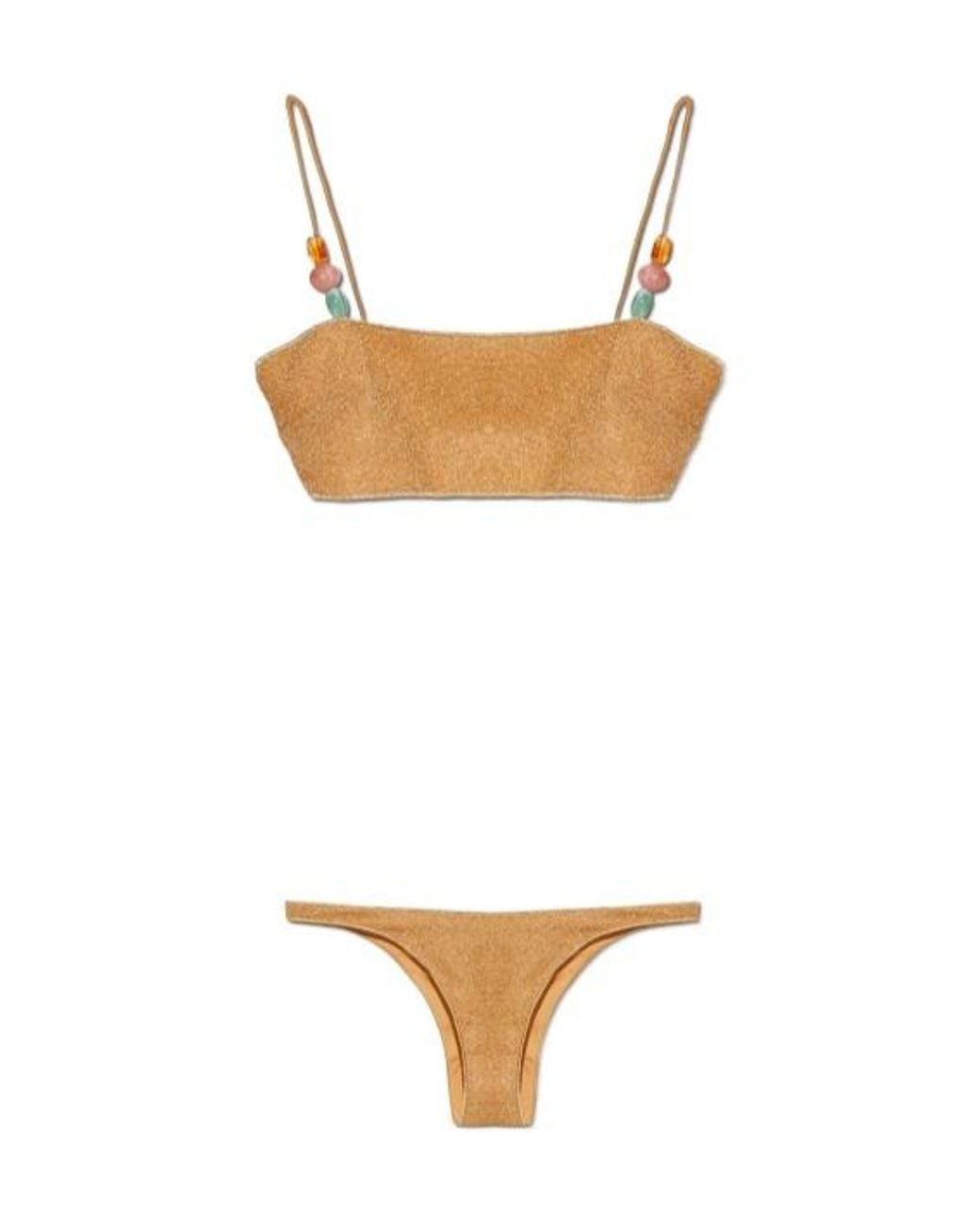 Oseree White Bead-Embellished Bikini