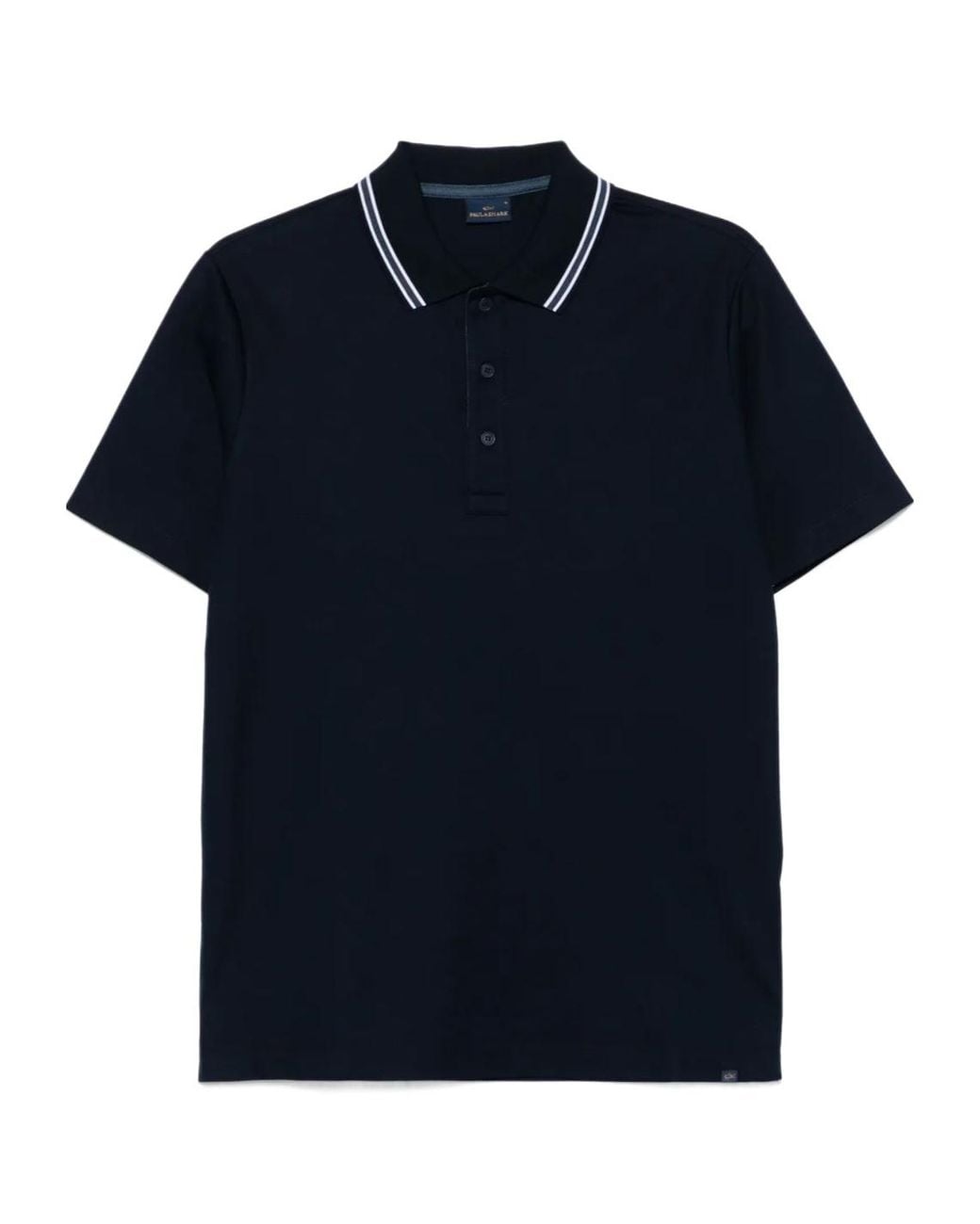 Paul & Shark Blue Striped Collar Short Sleeved Polo Shirt for men