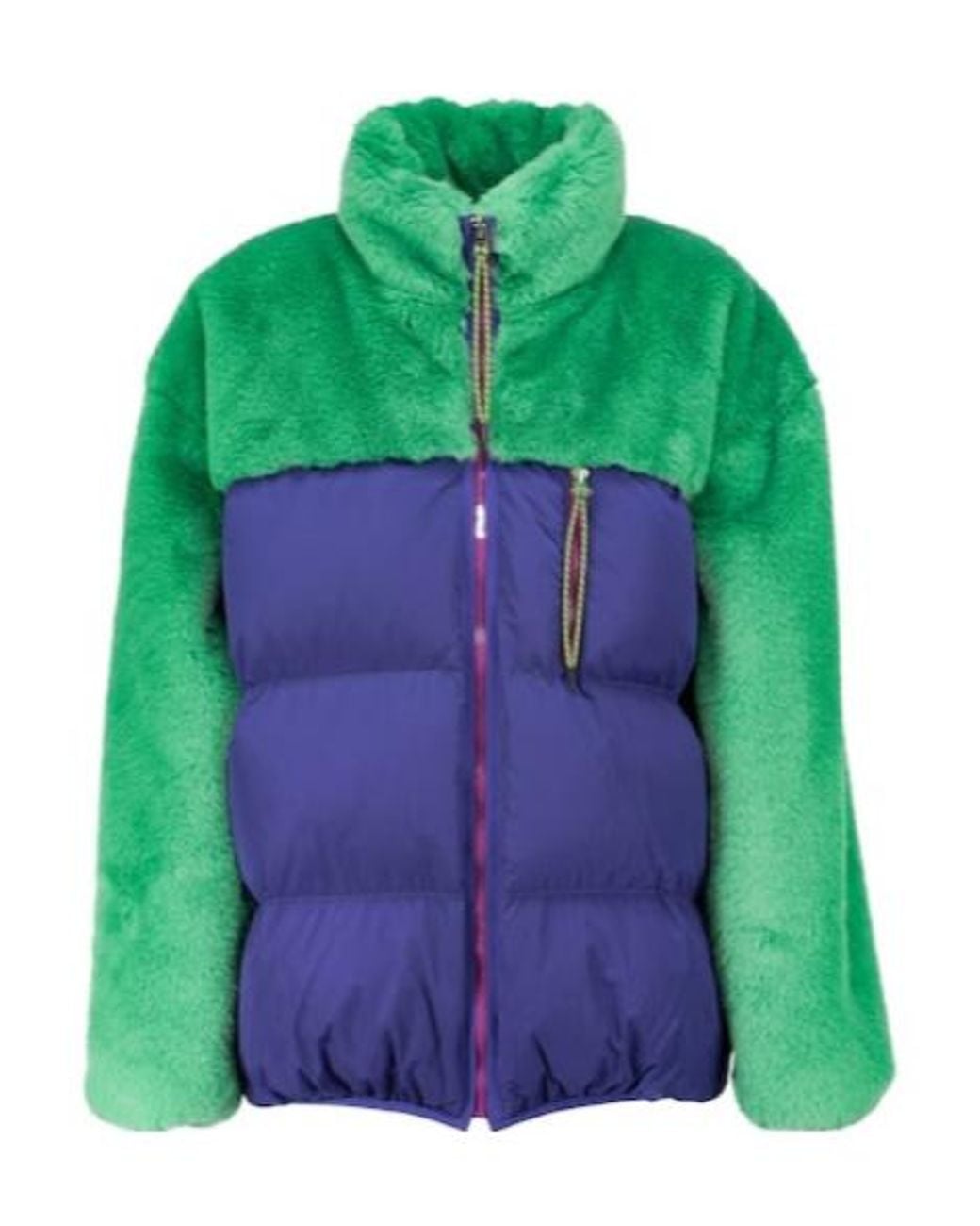 Stella McCartney Green Color-Blocked Loose Cotton Jacket
