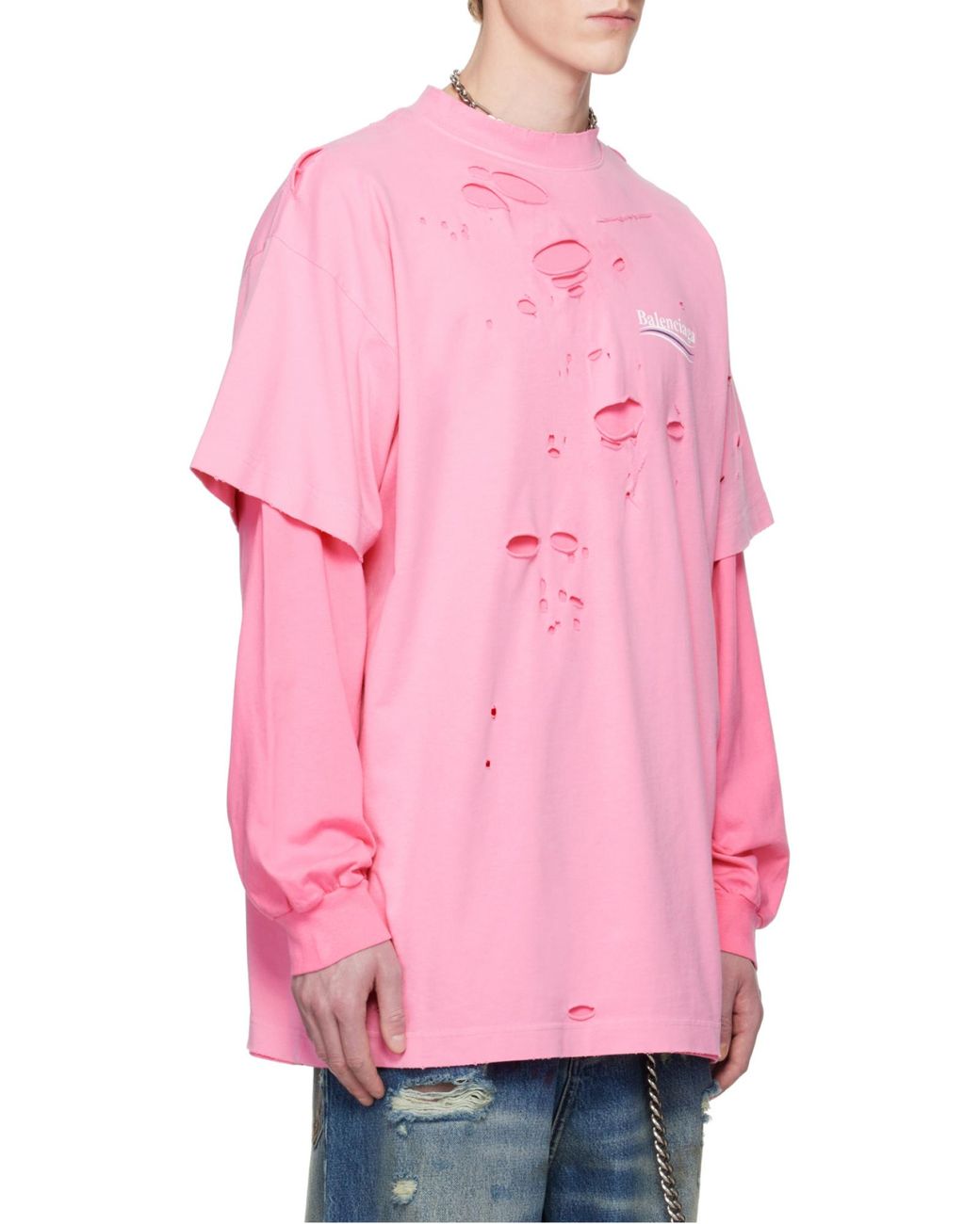 Balenciaga Pink Long Sleeve T-shirt for men