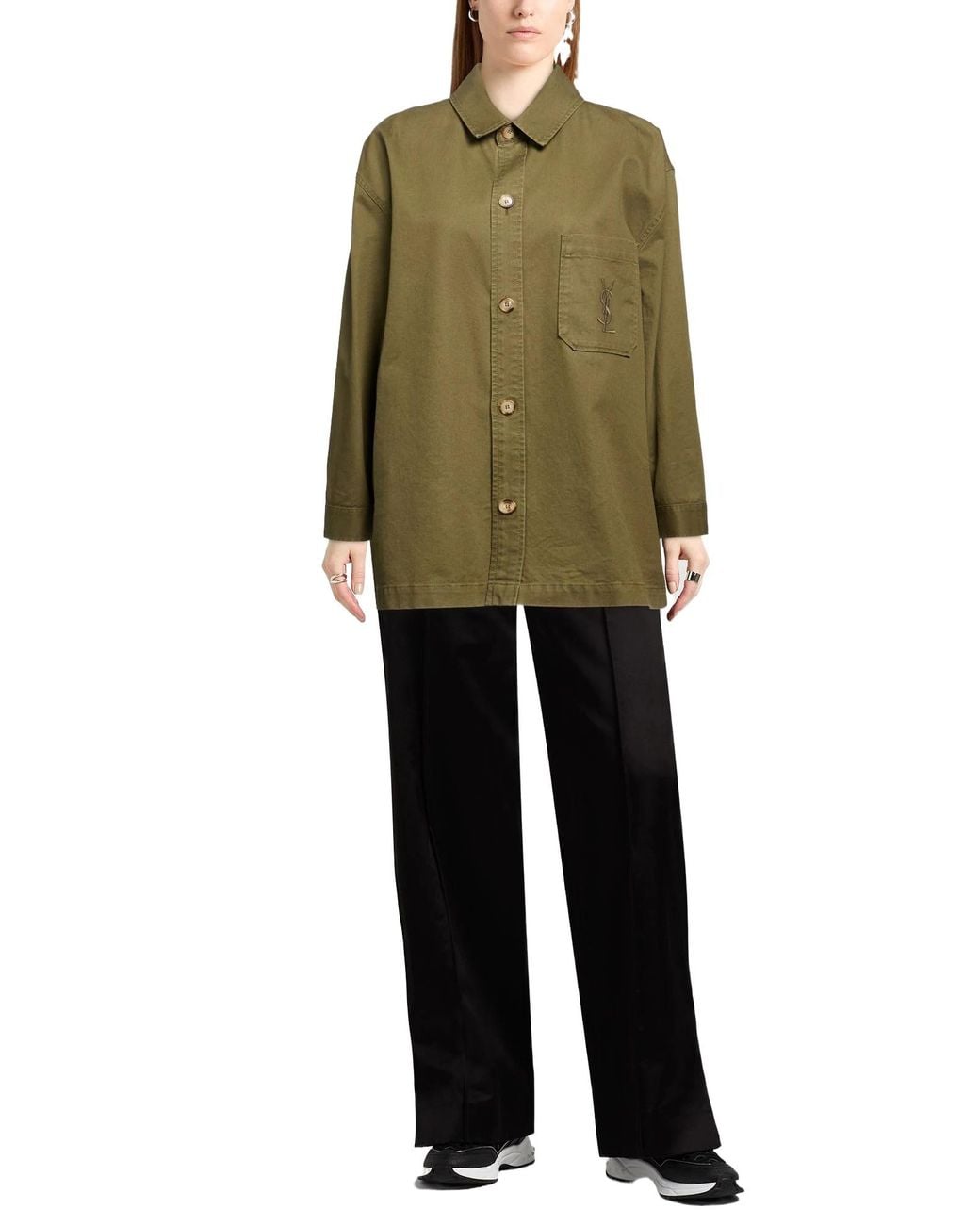 Saint Laurent Green Solid-Color Shirt