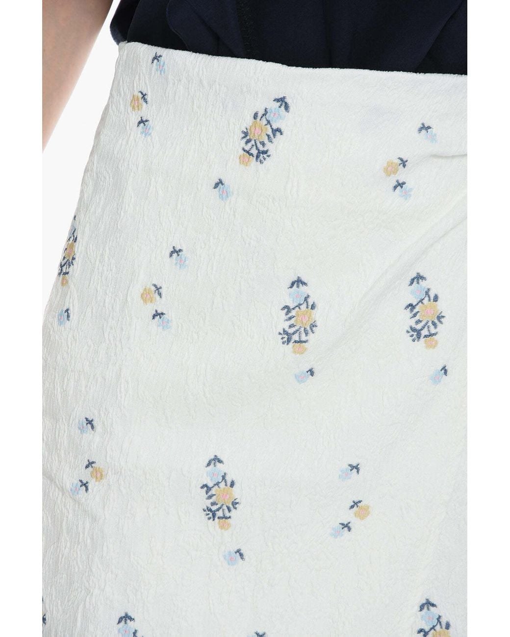 Samsøe & Samsøe White Floral-Embroidered Mini Skirt