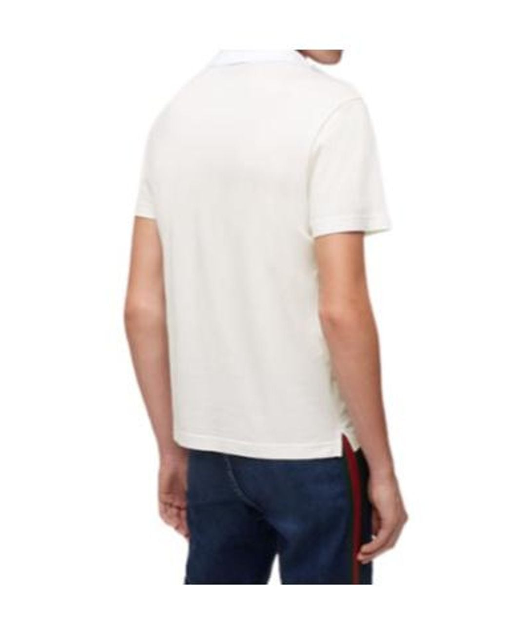 Gucci White Web Detailed Jersey Polo Shirt for men