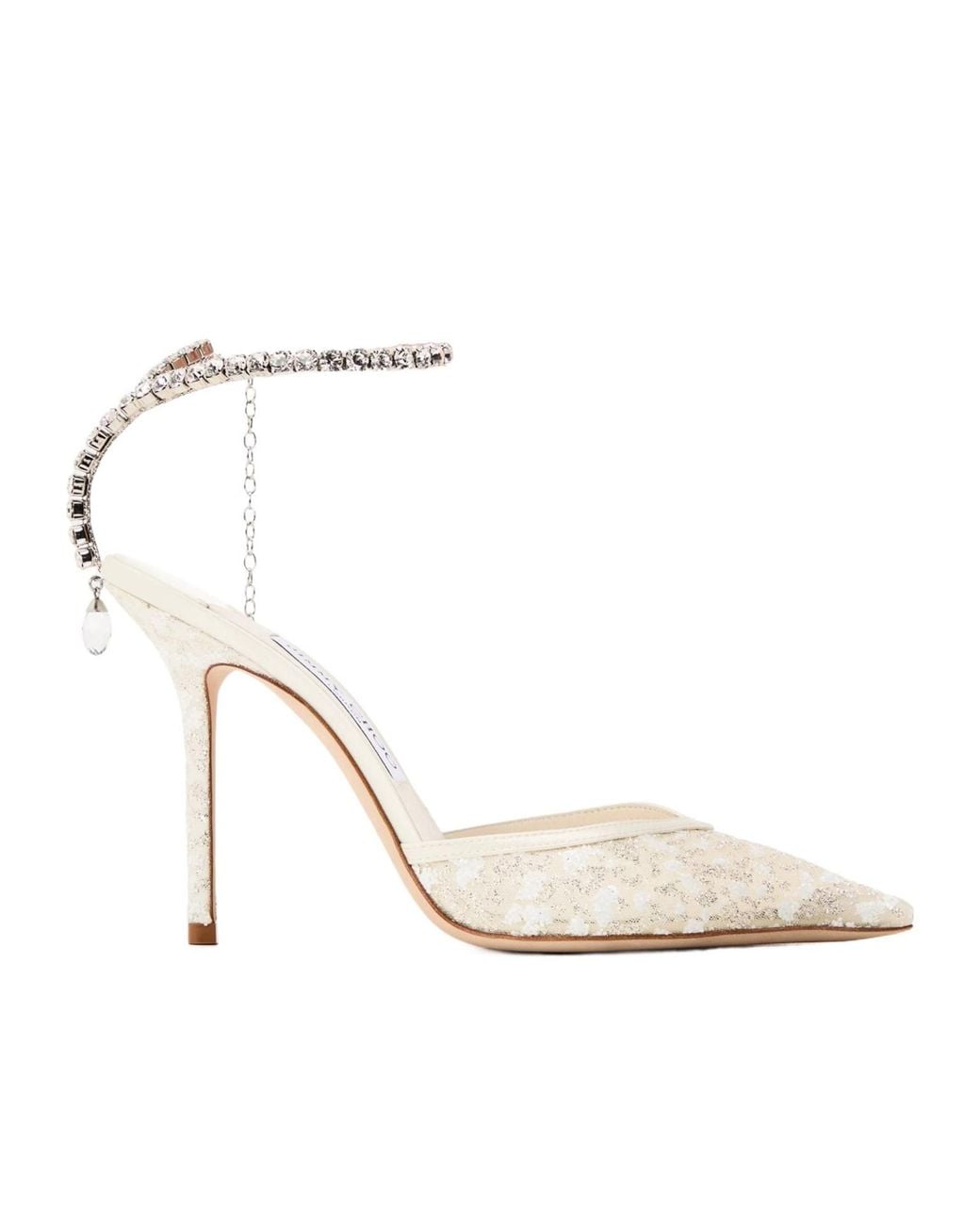 Jimmy Choo White Saeda100H Lce Stiletto Court Shoes