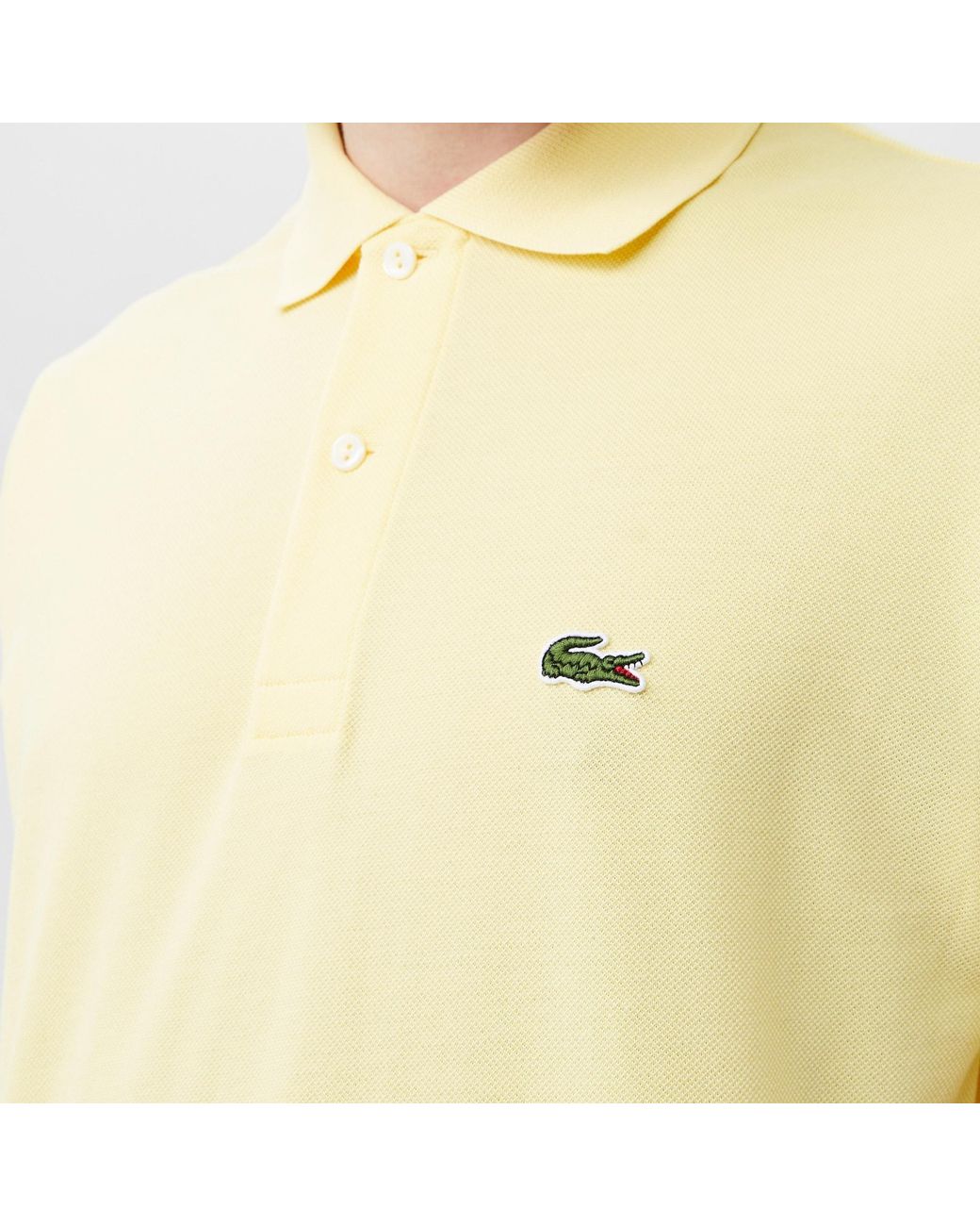 Lacoste Yellow Logo-Patch Polo Shirt for men