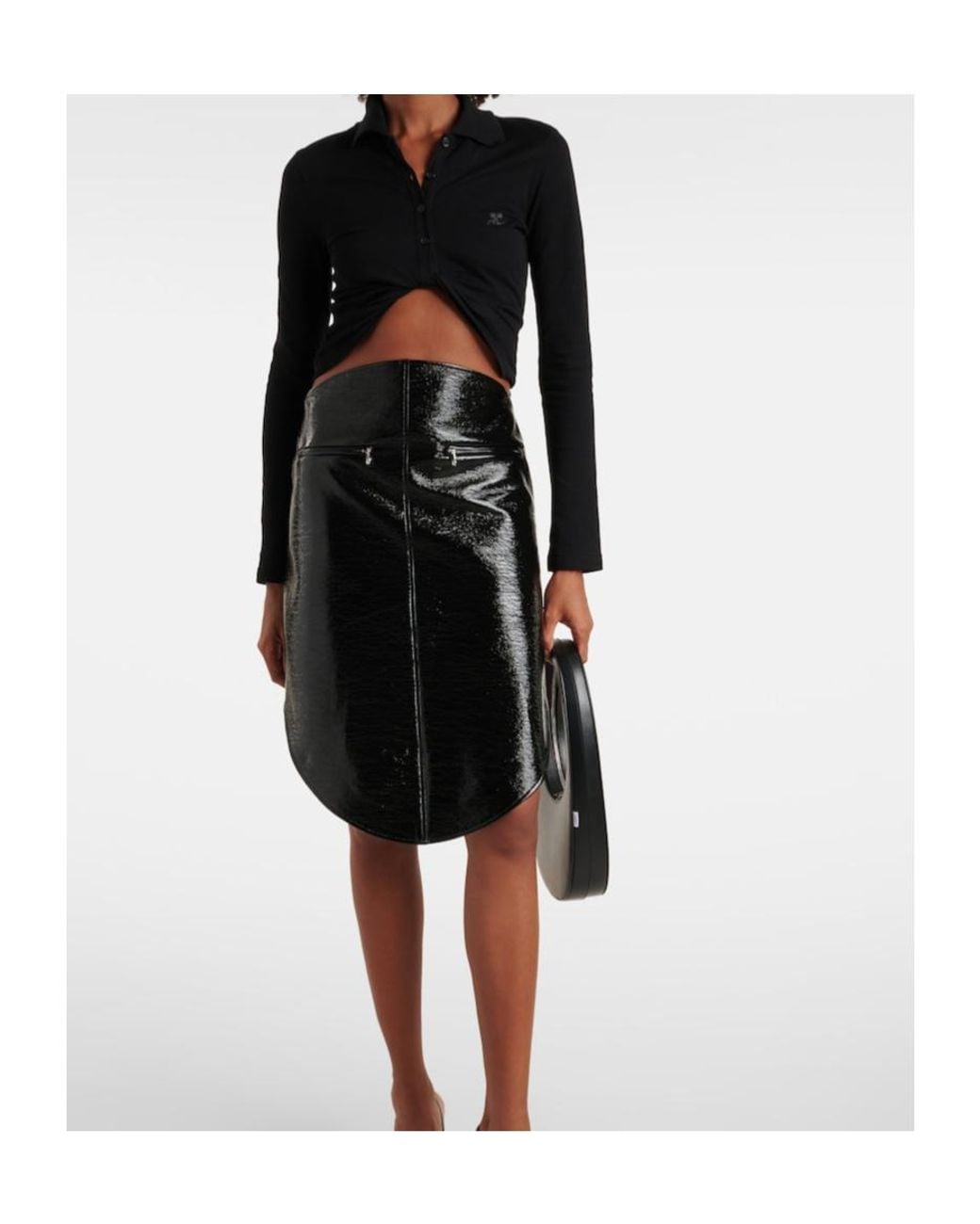 Courreges Black Asymmetric Midi Skirt