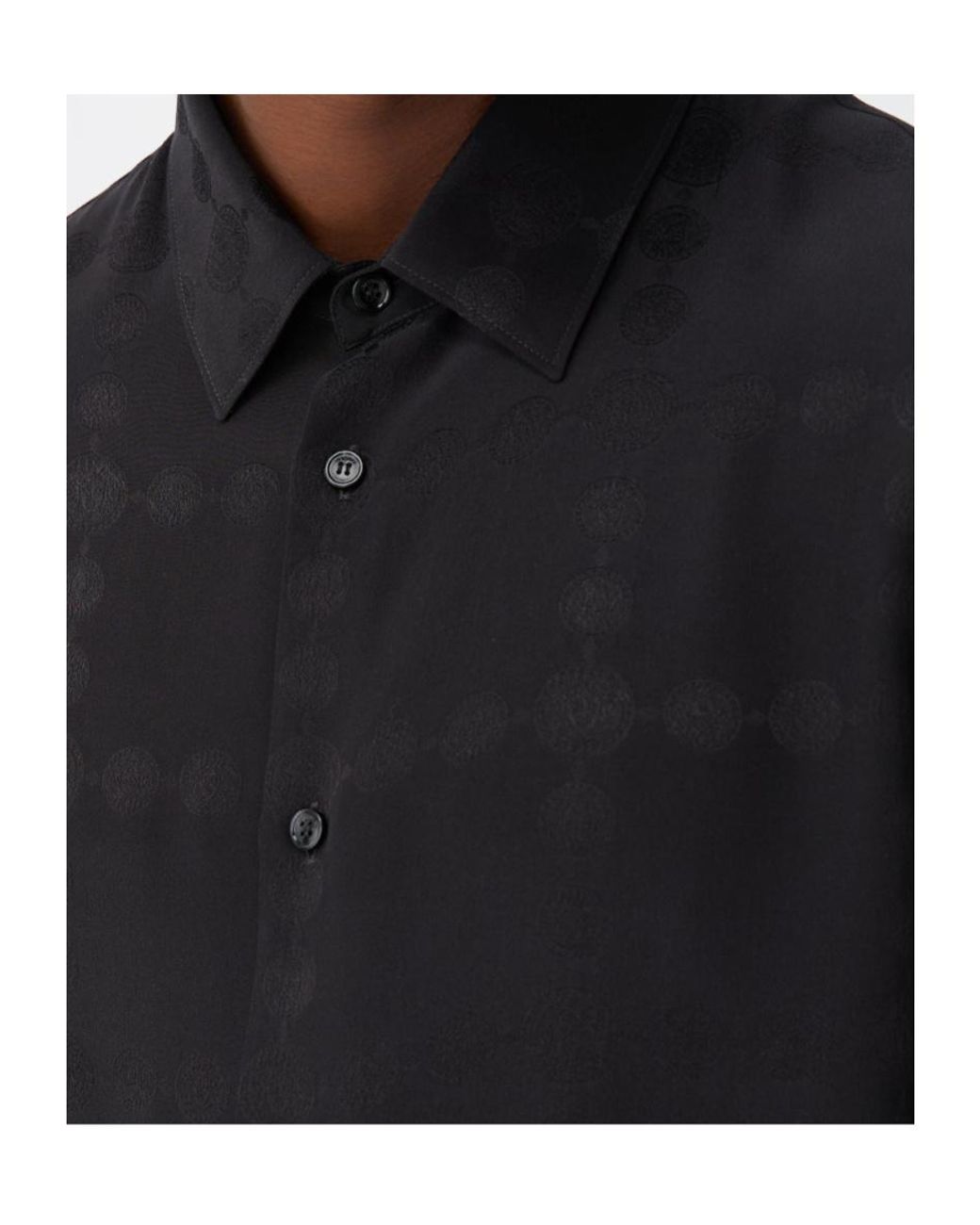 Versace Black Jacquard Crêpe Satin Shirt for men