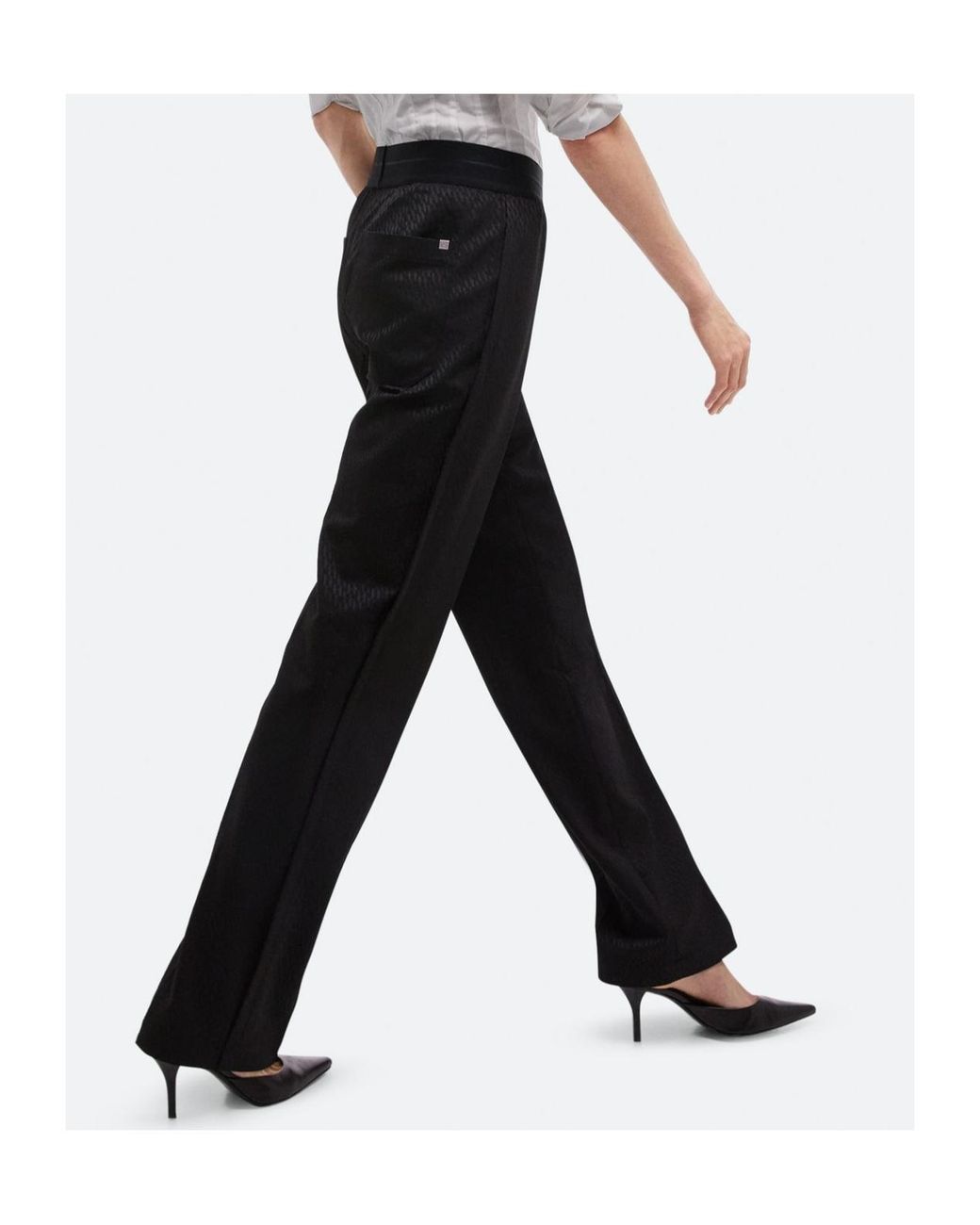 Helmut Lang Black Logo-Jacquard Straight-Leg Trousers