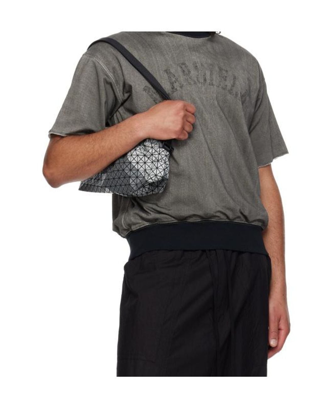 Issey Miyake White Geometric-Patterned Shoulder Bag for men