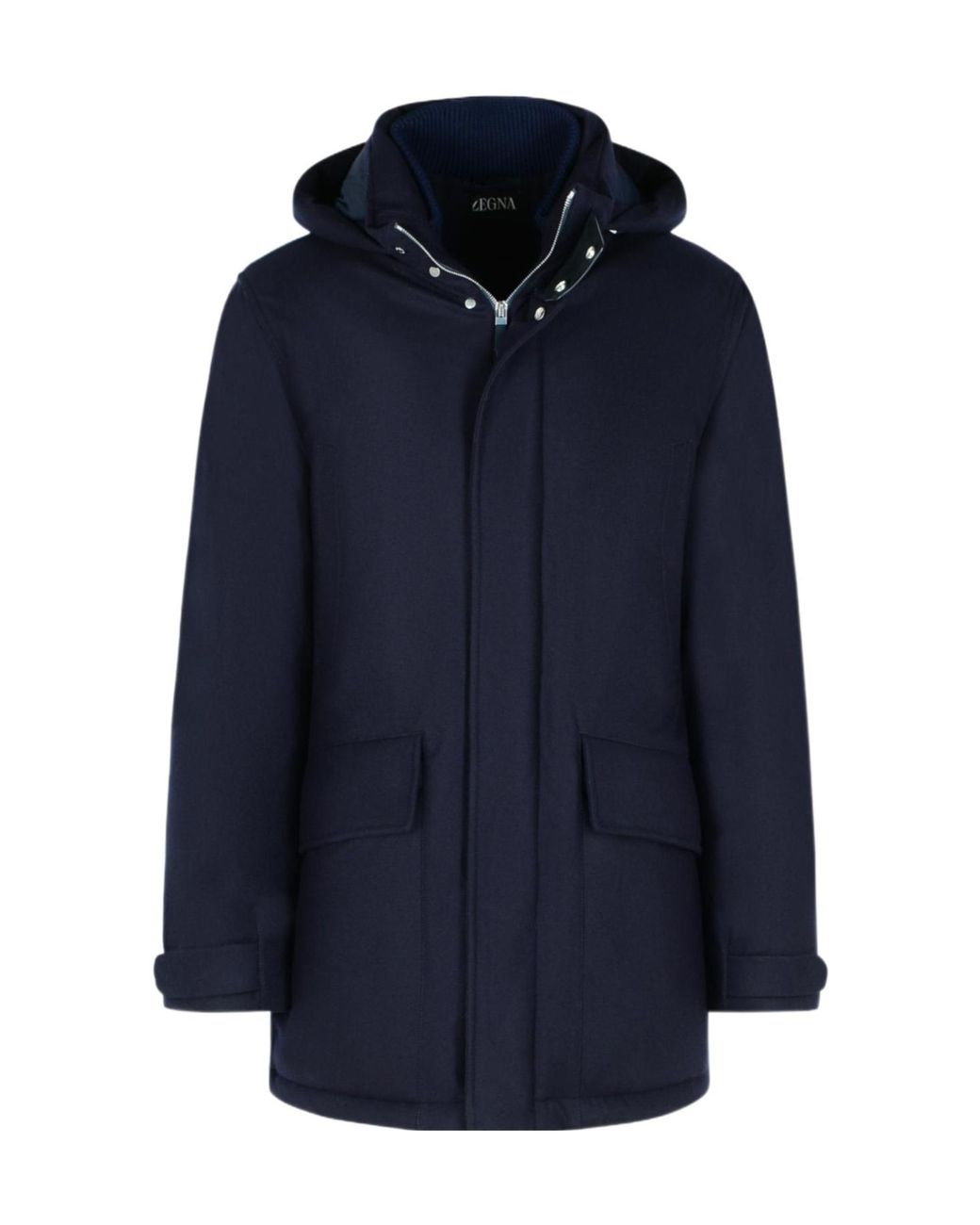 Zegna Blue Zip-Up Hooded Jacket for men