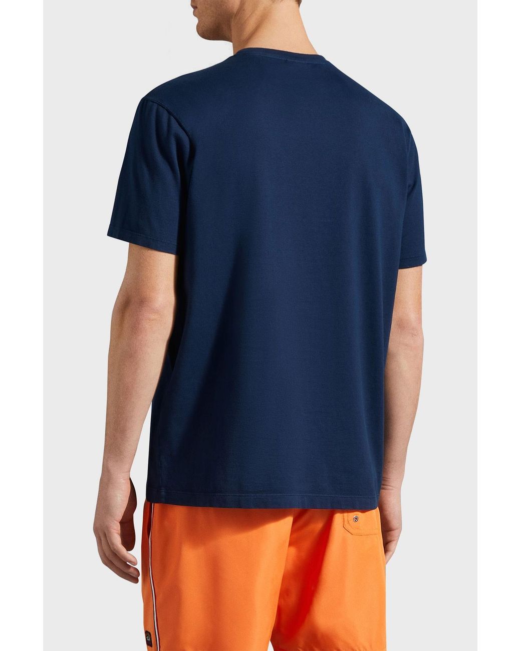 Paul & Shark Blue Logo-Patch Crewneck T-Shirt for men