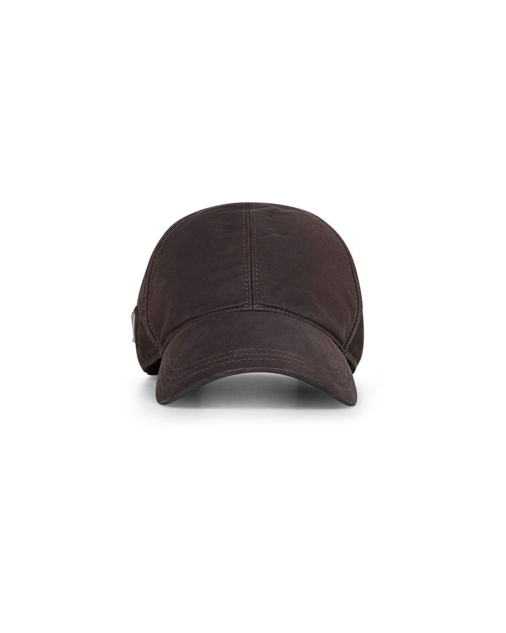 Prada Brown Logo Plaque Curved Peak Baseball Cap for men