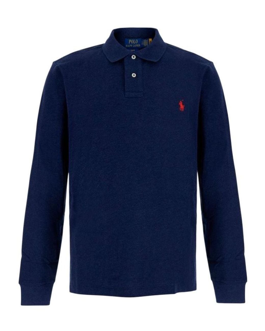 Polo Ralph Lauren Blue Slim Long Sleeve Polo Shirt for men
