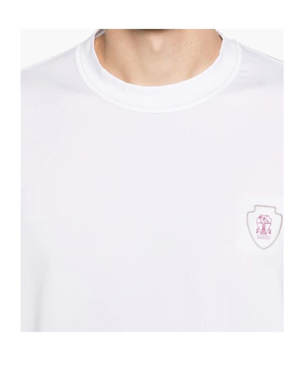 Brunello Cucinelli White Layered-Details Crewneck T-Shirt for men