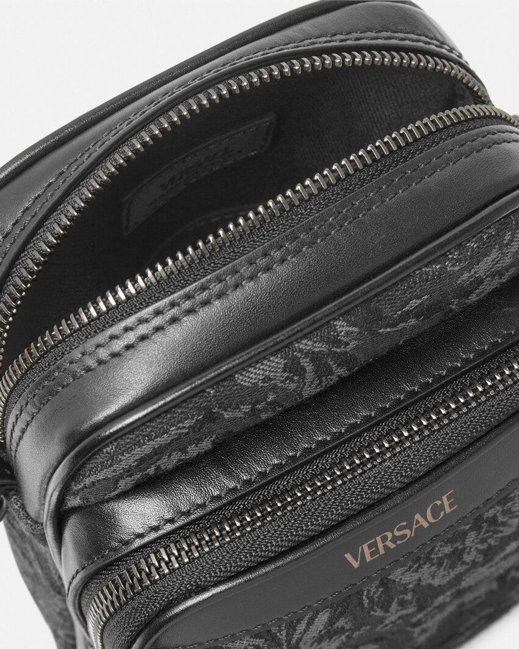 Versace Gray Barocco Athena Zip-Up Crossbody Bag for men