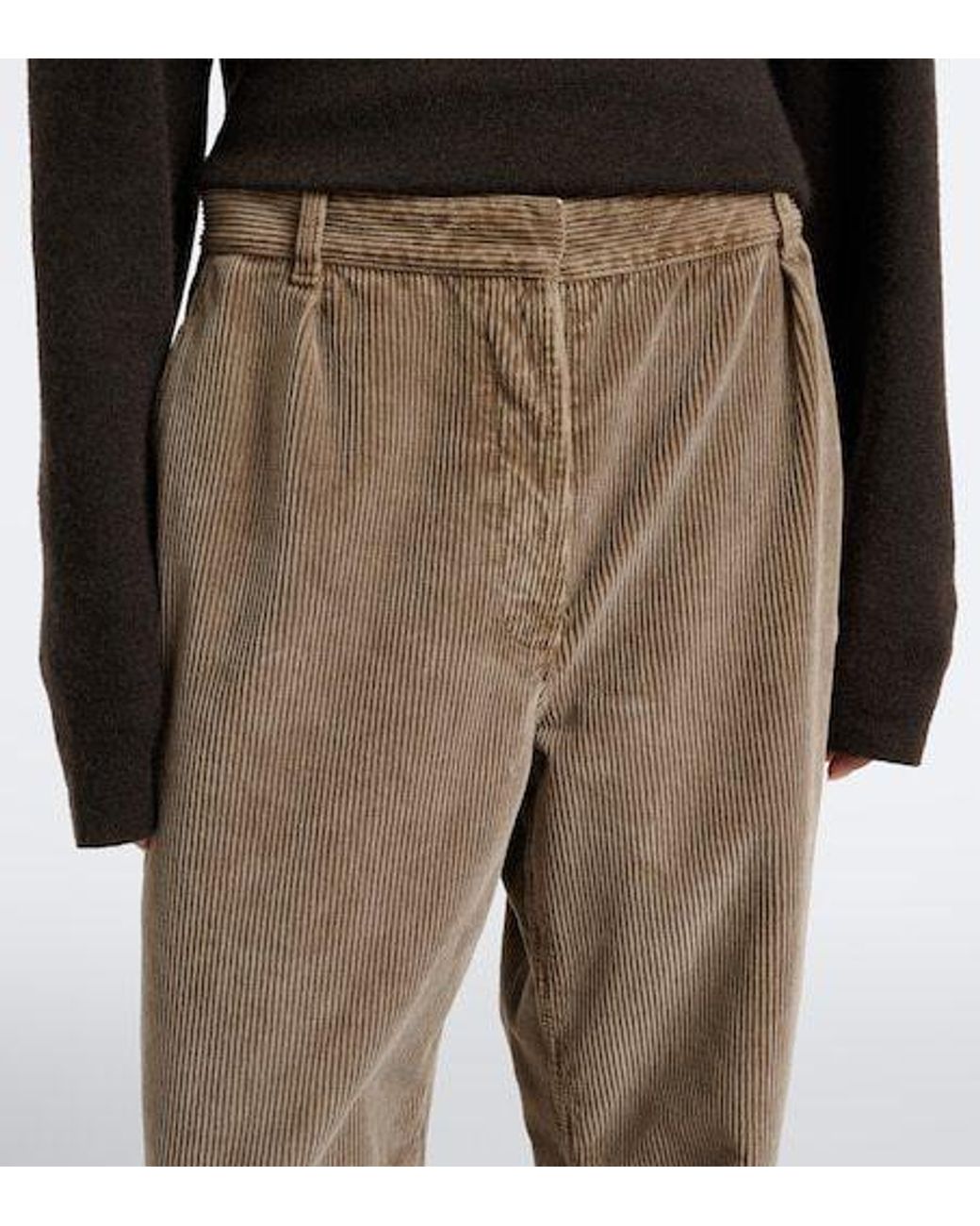 The Row Gray Adler Cotton Corduroy Wide-Leg Pants