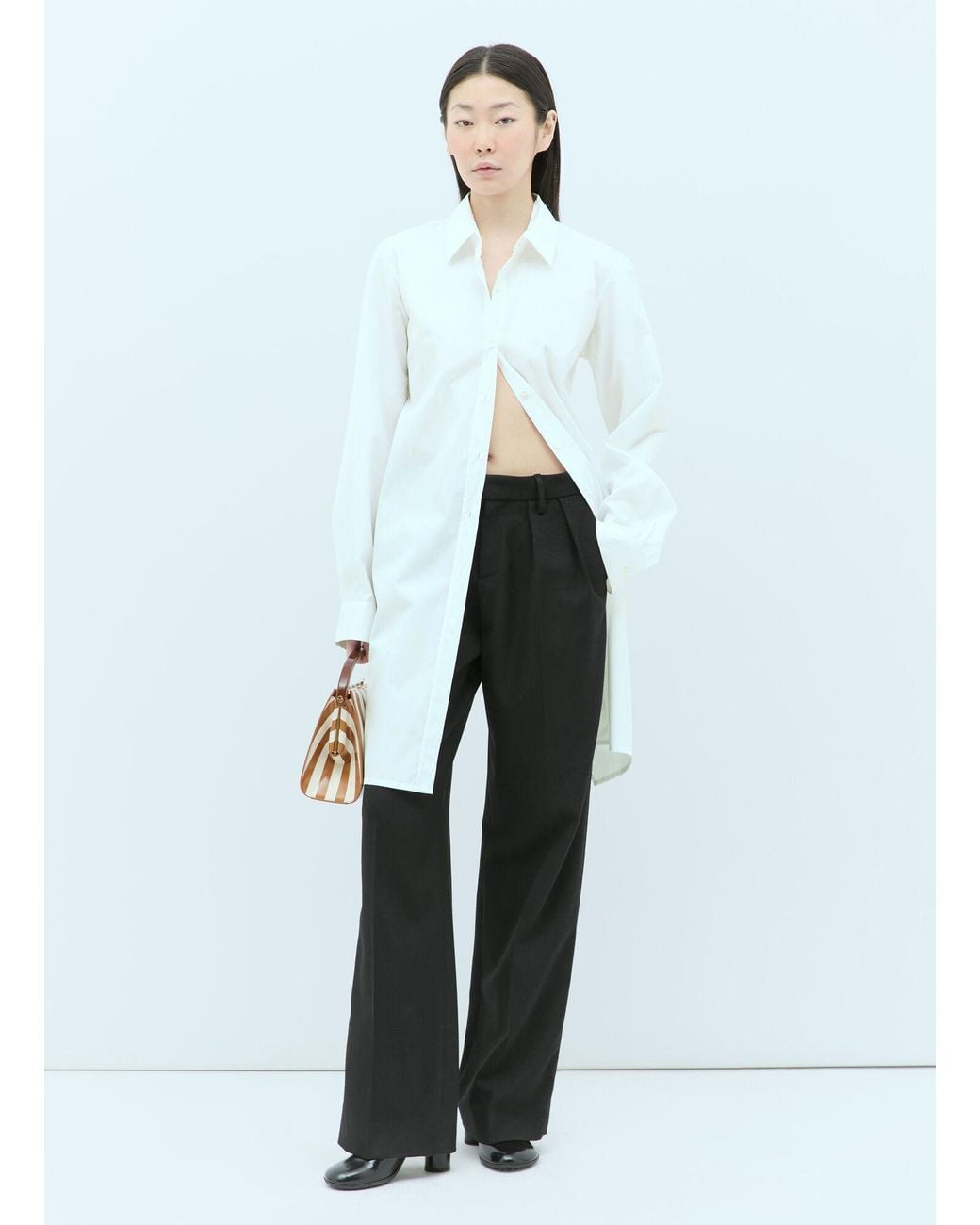 Dries Van Noten White Bow Detailed Cropped Shirt