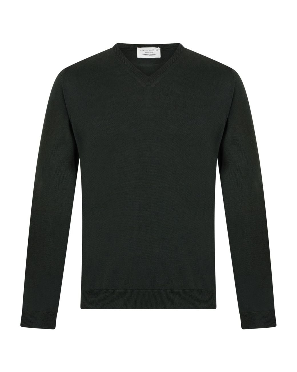Roberto Collina Green V-Neck Knitted Sweater for men
