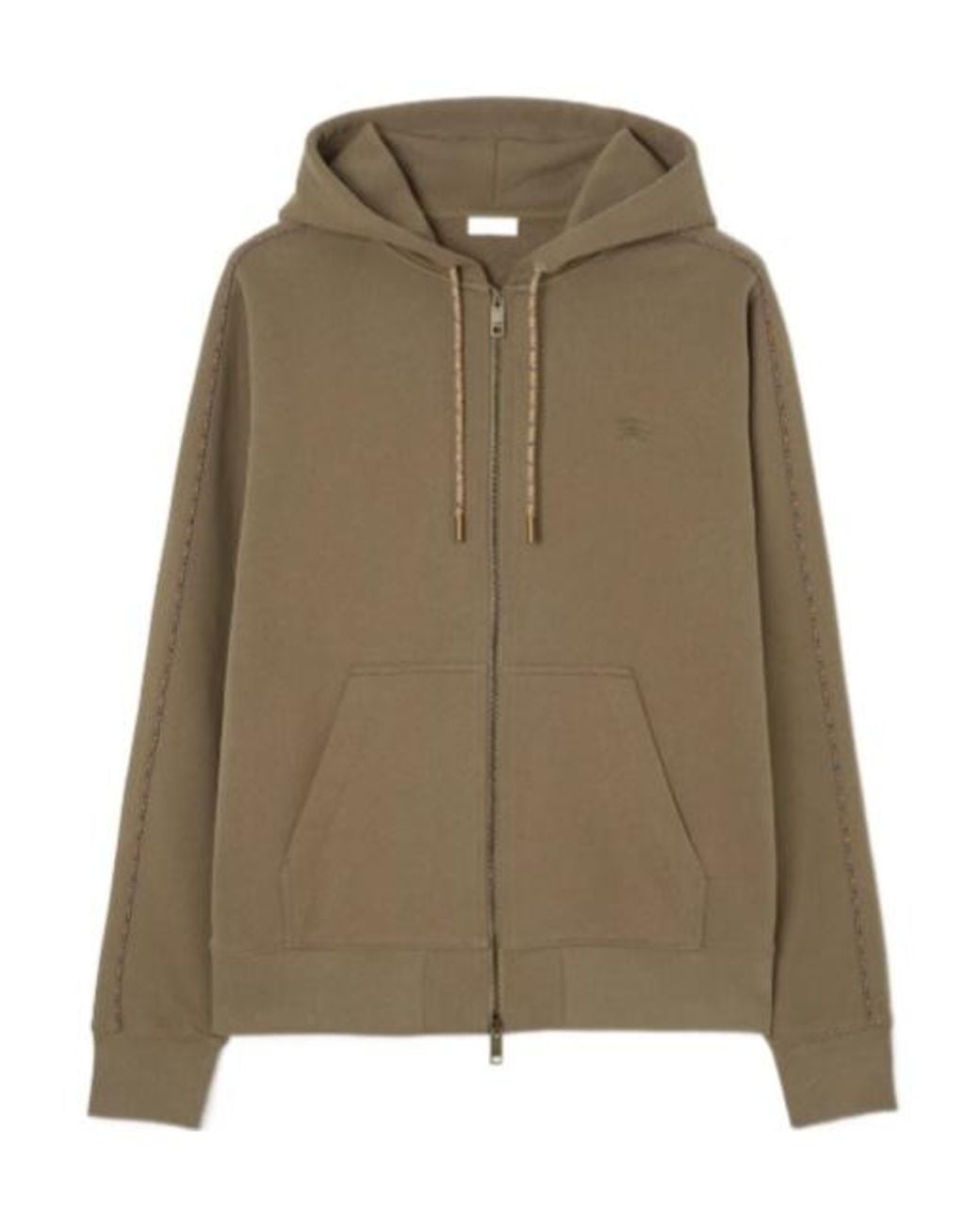 Burberry Green Check Piping Zip-Up Hoodie for men