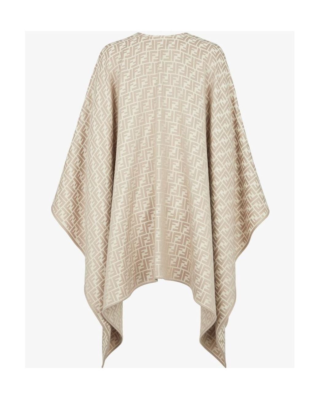 Fendi Natural All-Over Ff Motif Poncho