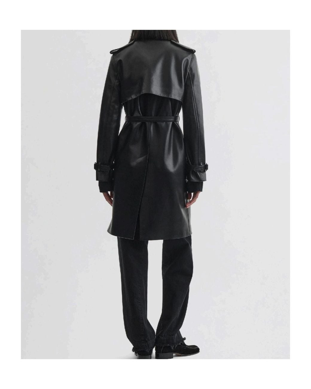 Phoebe Philo Black Cropped Leather Trench Coat