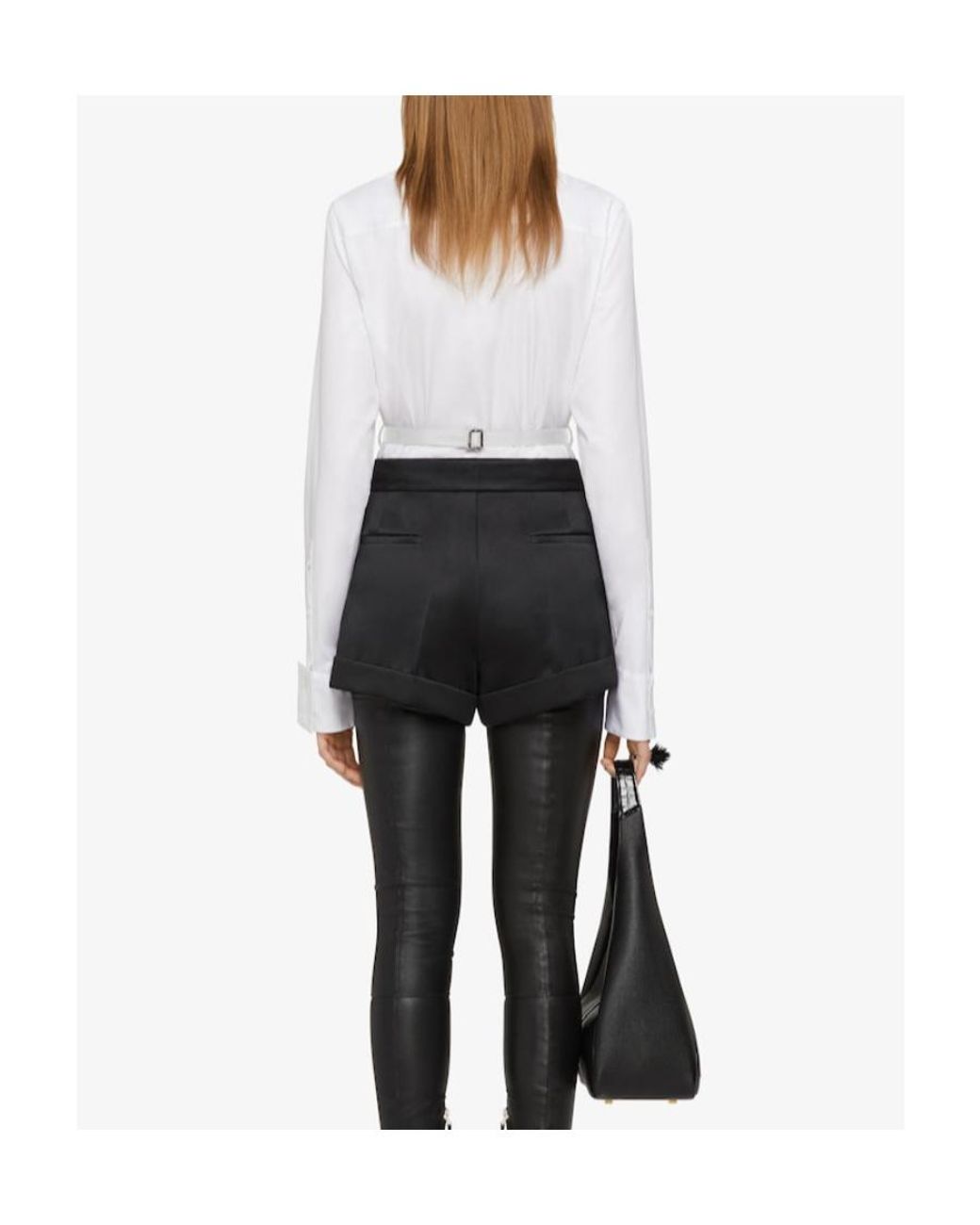 Givenchy White Buckle Belt Collared Long-Sleeve Shirt