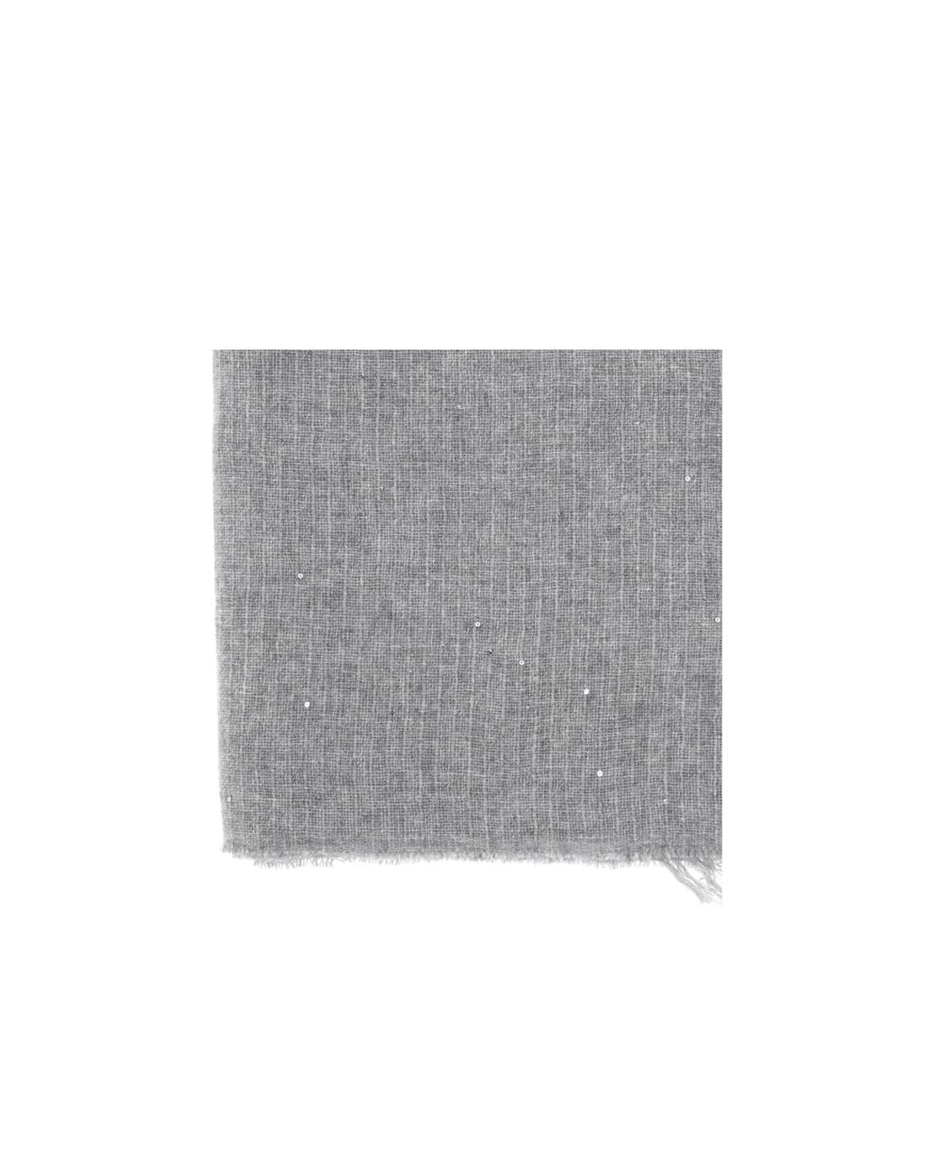 Gran Sasso Gray Sequin-Embellished Frayed Scarf