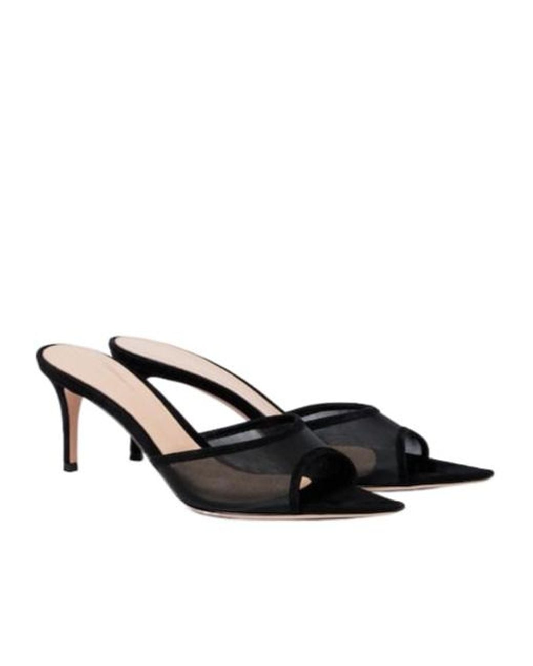 Gianvito Rossi Black Pointed-Toe Stiletto Slippers