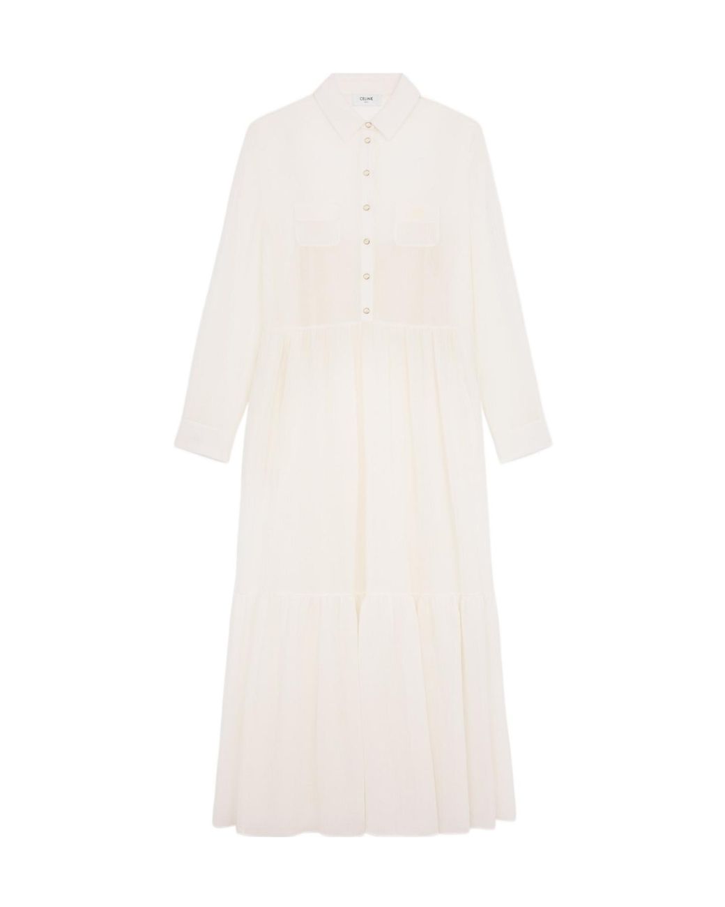 Céline White Long Shirt Dress