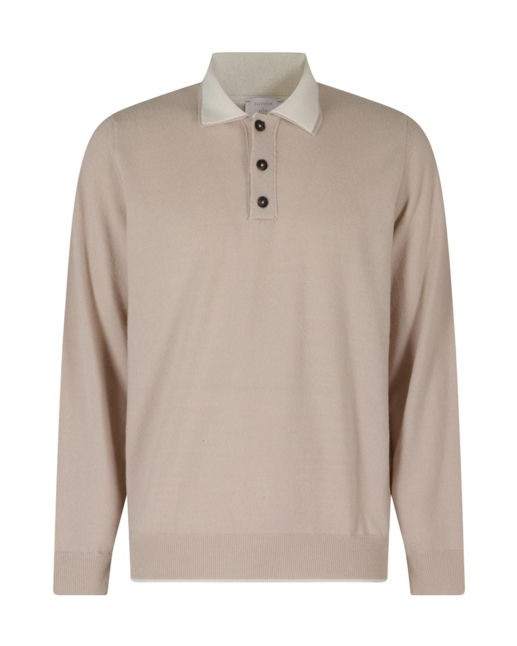Eleventy Natural Long-Sleeve Polo Shirt for men