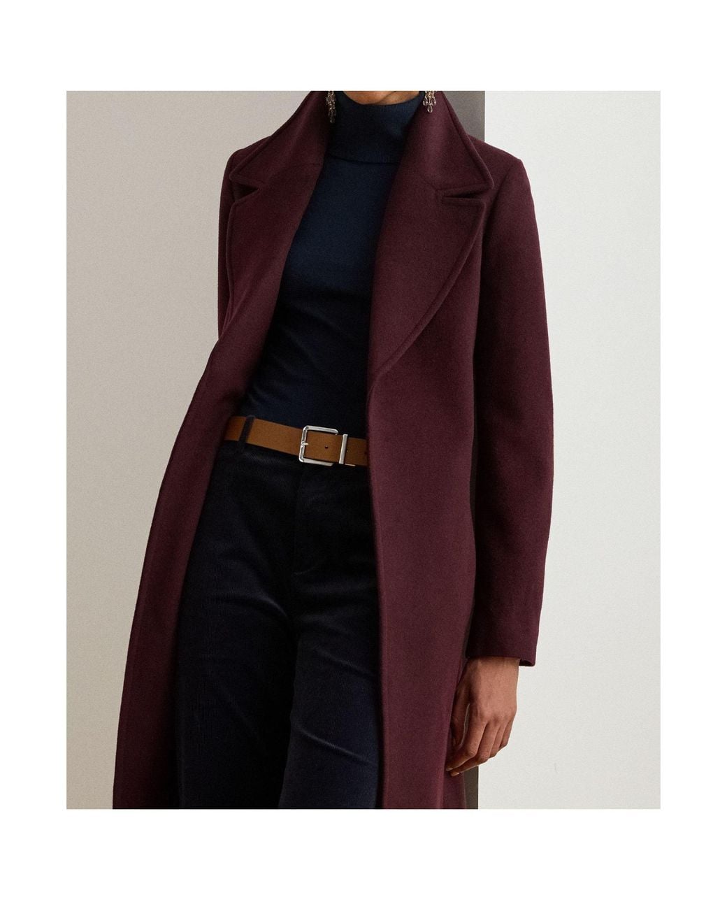 Ralph Lauren Red Midlength Wool Coat
