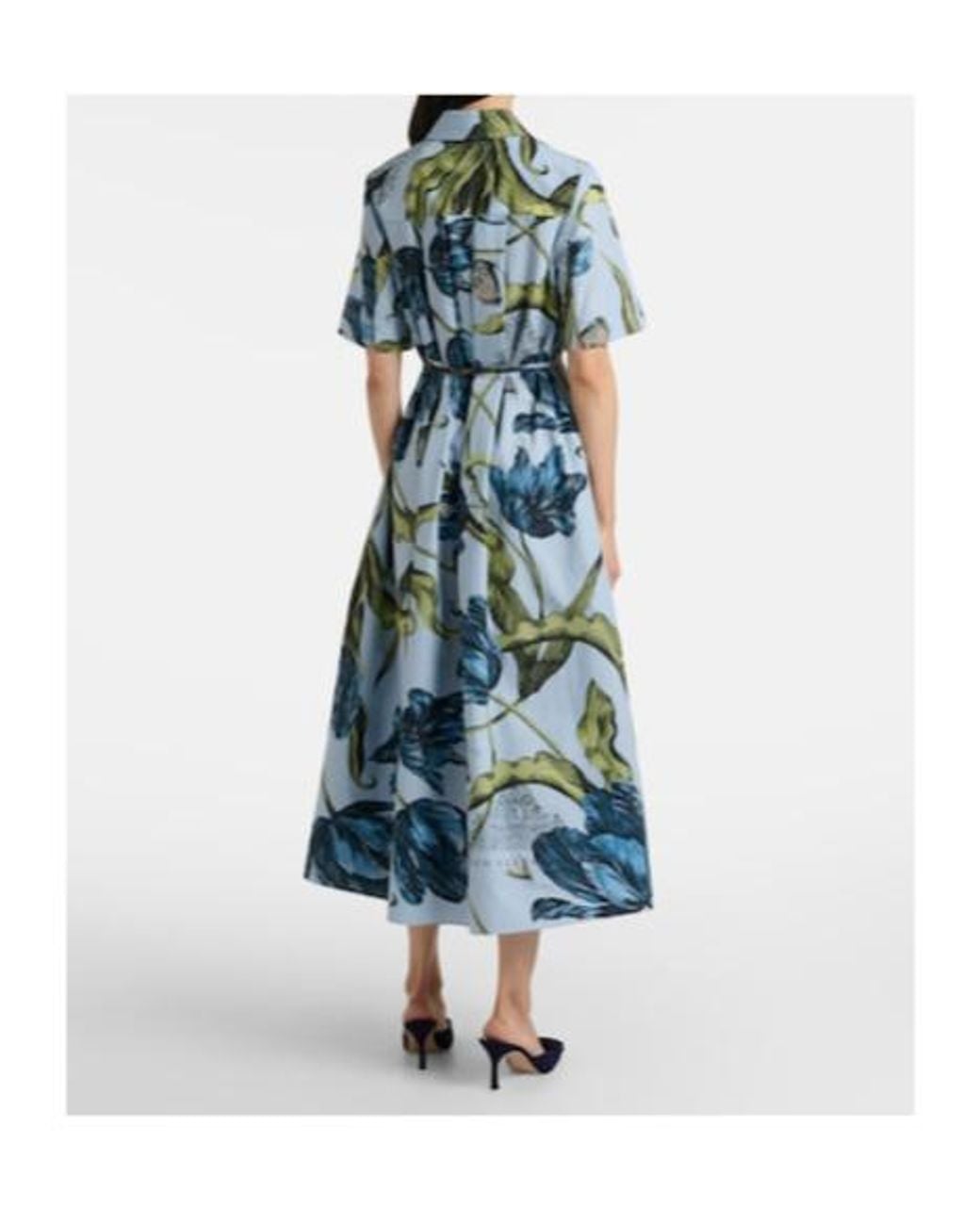 Erdem Blue Floral Cotton Midi Dress