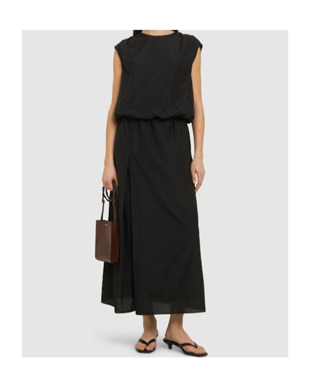 Loulou de Saison Black Cosma Pleated Sleeveless Top